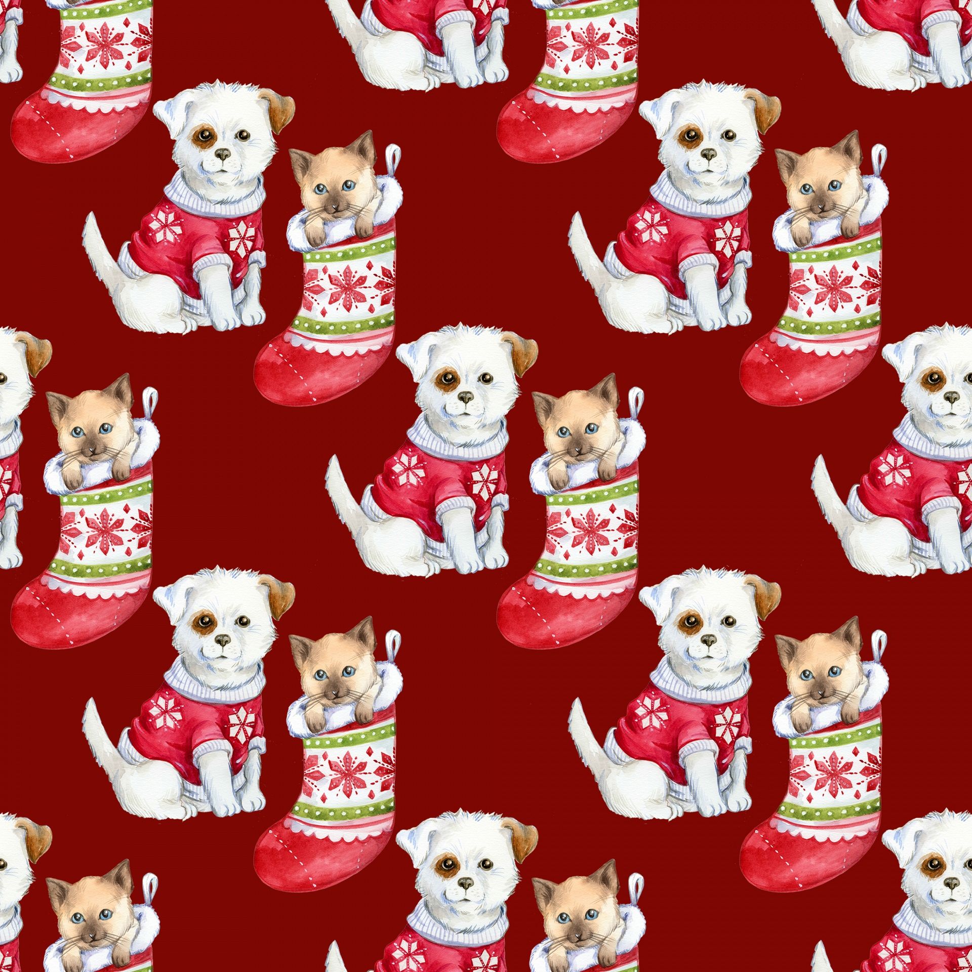 Christmas Puppy Kitten Wallpaper Free Domain Picture