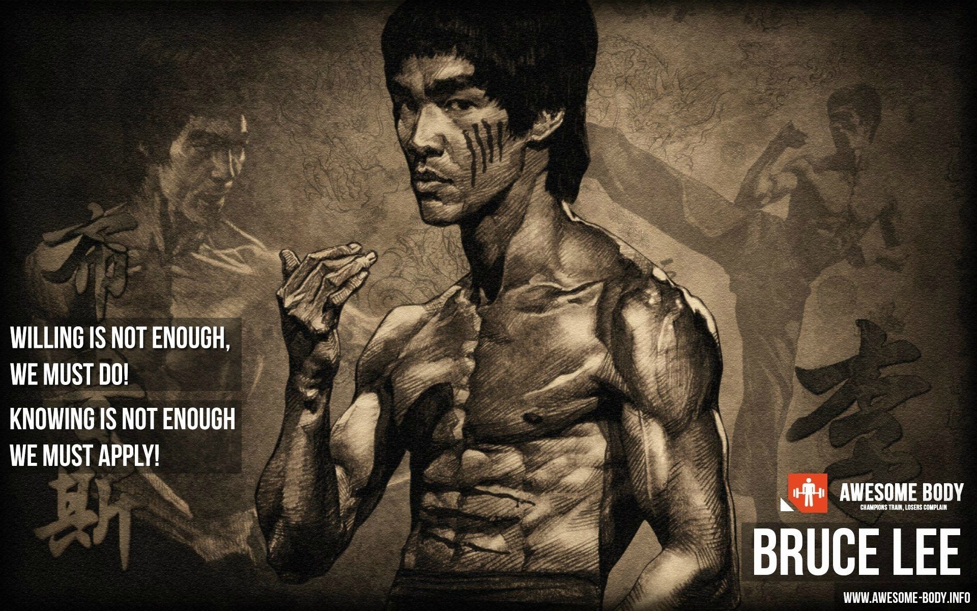 Working Out Bruce Lee Quote Motivational Wallpaper Lee Wallpaper HD Wallpaper & Background Download