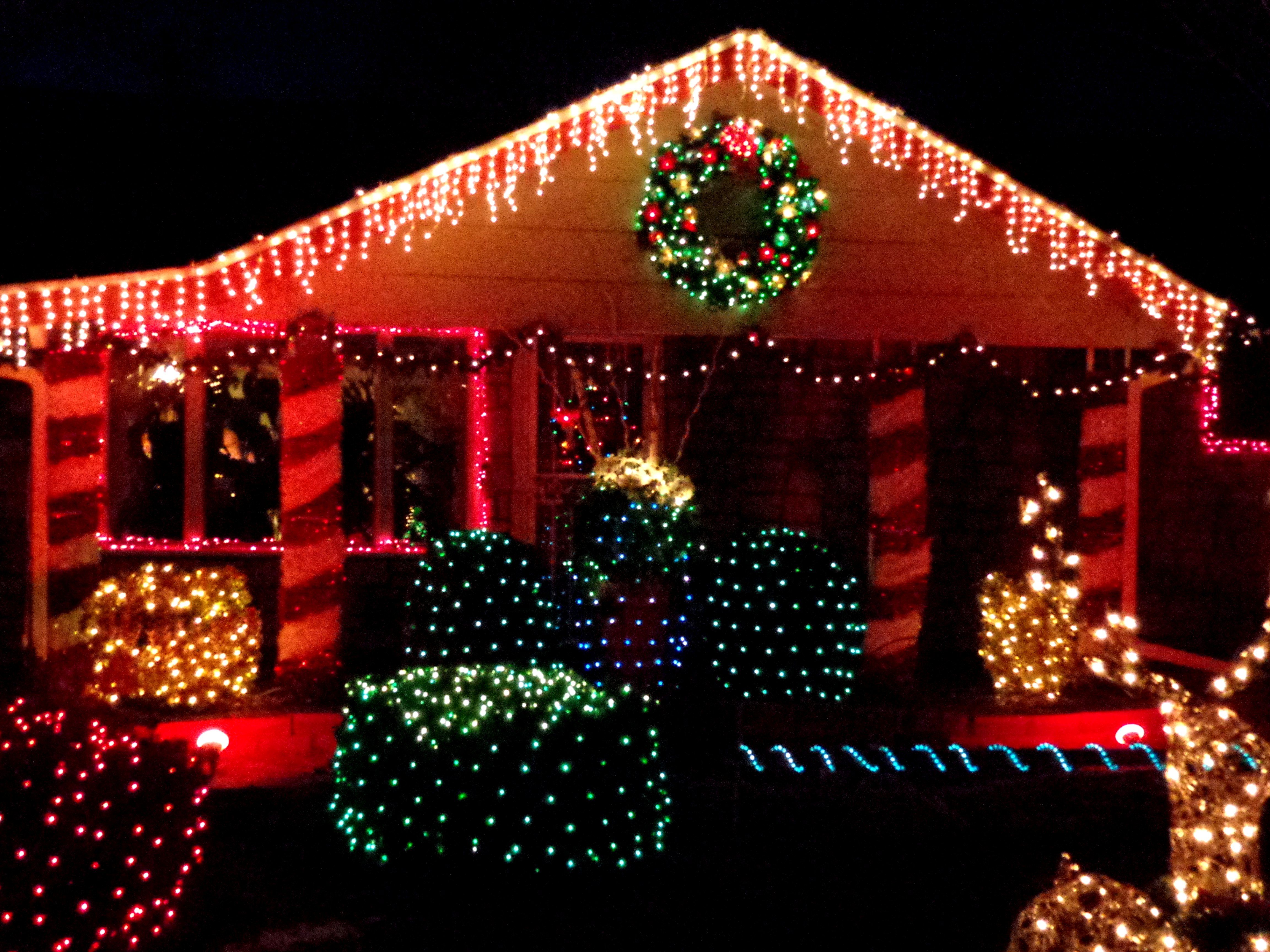 Christmas Lights Decorating House Picture. Free Photograph. Photo Public Domain