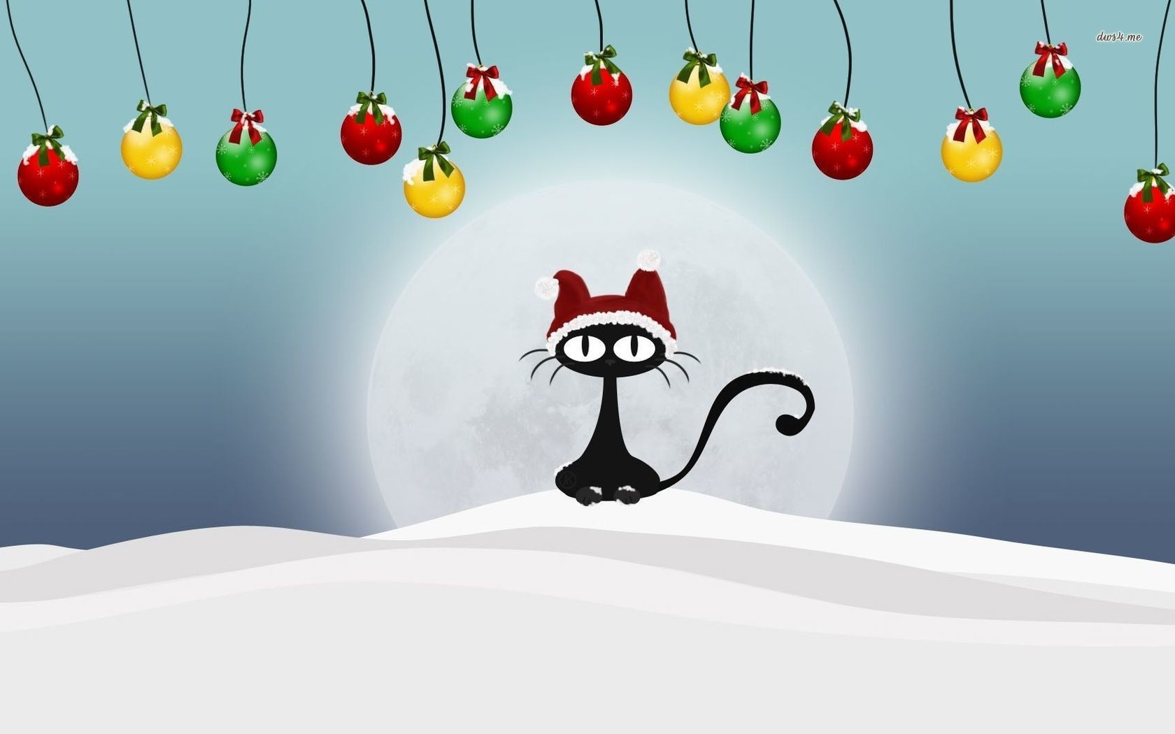 Black Cat Christmas Wallpaper