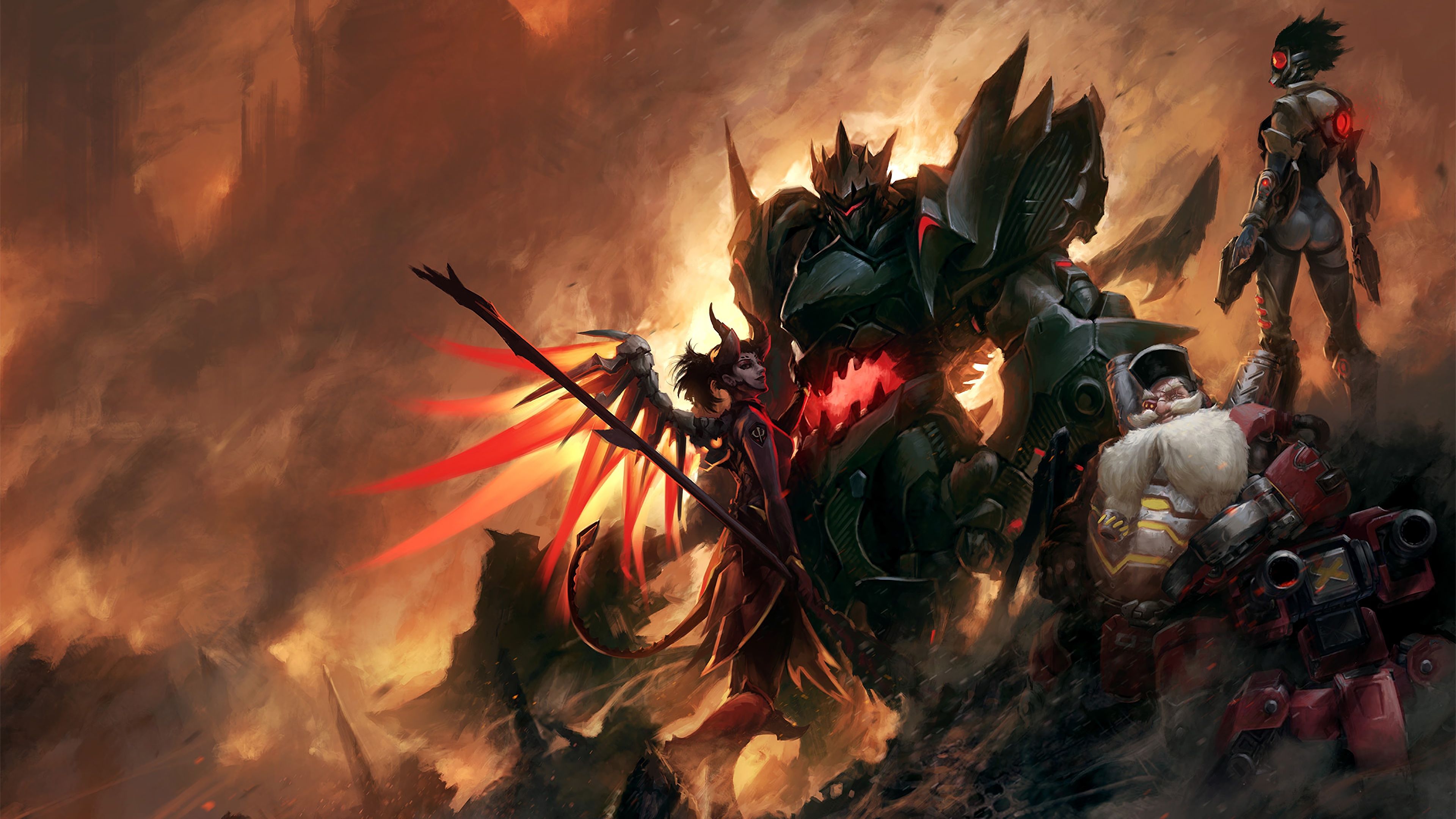 Overwatch Blackwatch Mercy Reinhardt Genji Torbjorn 4K