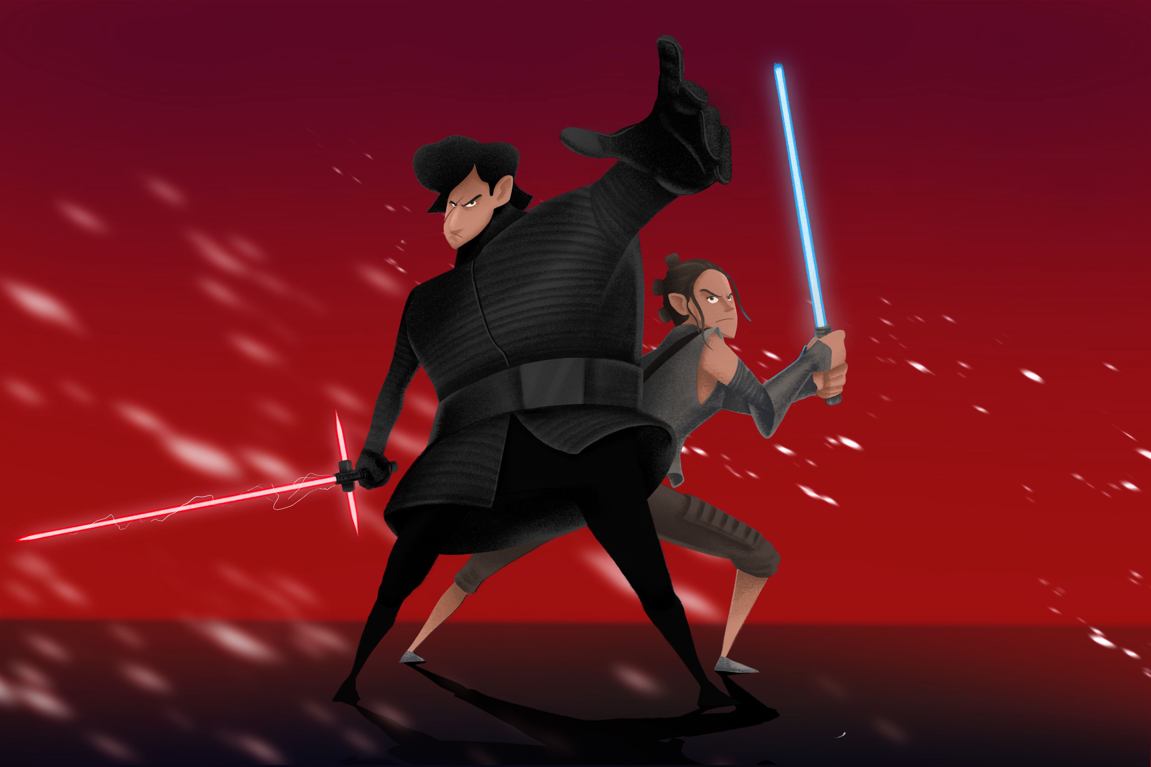 Rey And Kylo Ren Artwork 4k, HD Superheroes, 4k Wallpaper, Image, Background, Photo and Picture