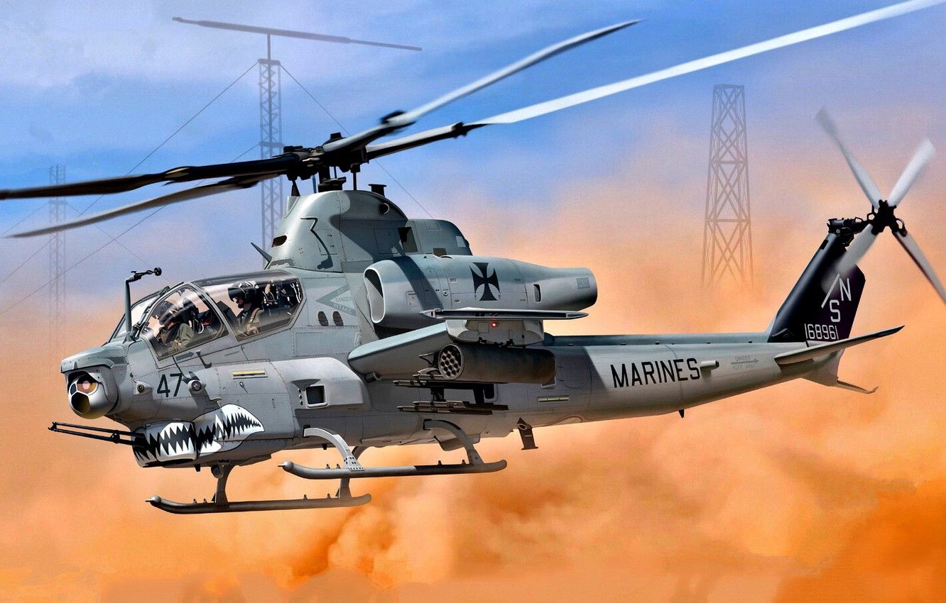 Wallpaper USA, Super Cobra, USMC, Attack Helicopter, AH 1Z Viper, Combat Helicopter, Shark Mouth Image For Desktop, Section авиация