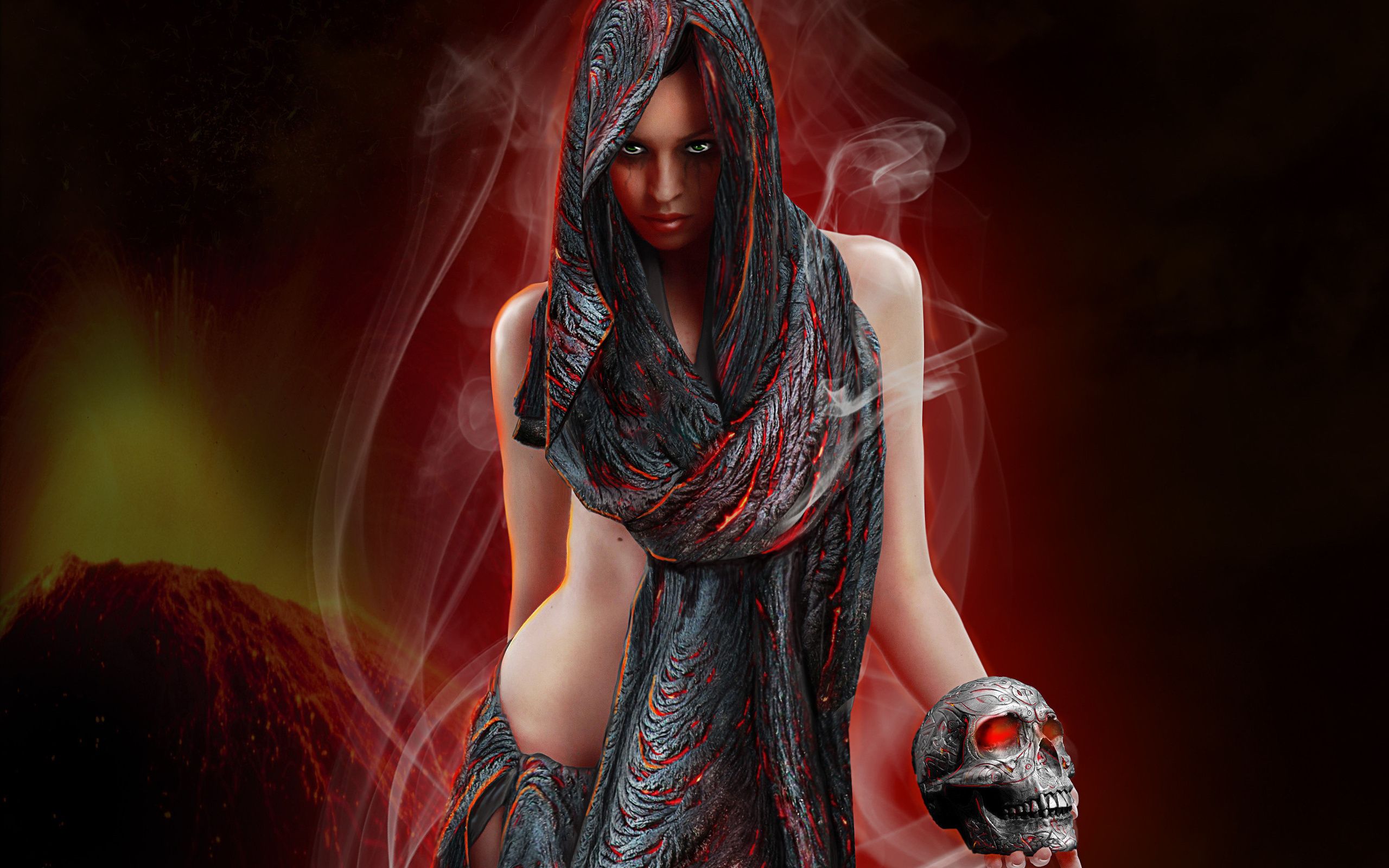 Skull skulls dark girl girls women wallpaperx1600