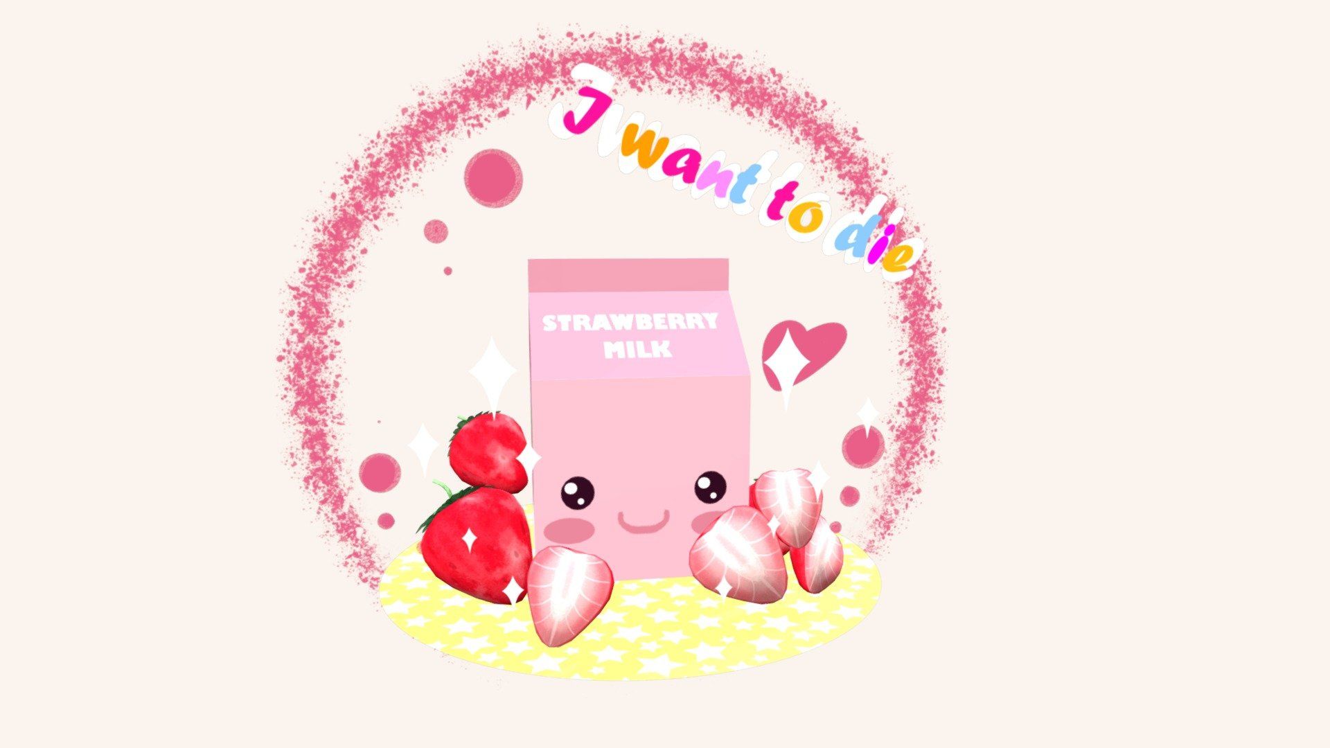 Kawaii Strawberry Milk Free 3D model by Disciple of Mana [83ff382]