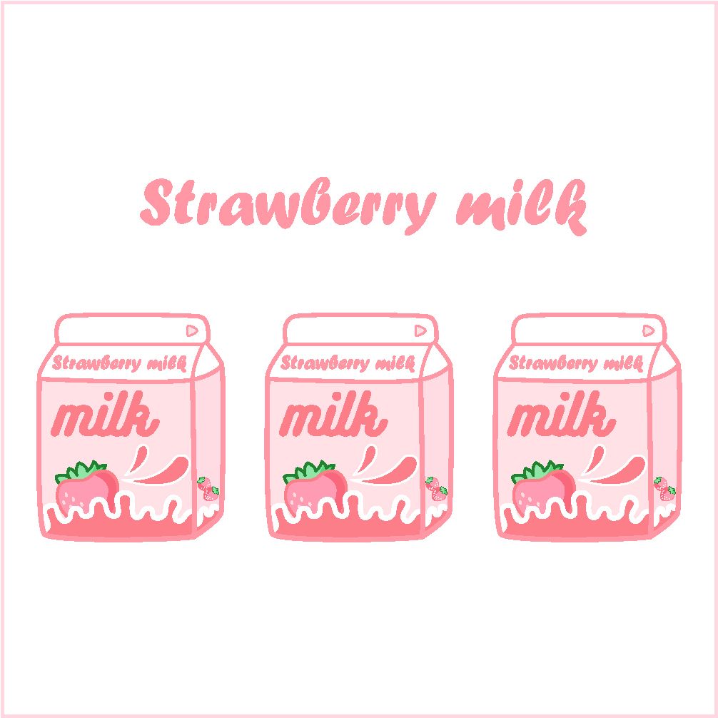Cute Strawberry Milk ' Sticker by Planb StudioDesign. Strawberry milk, Cute pastel wallpaper, Cute strawberry