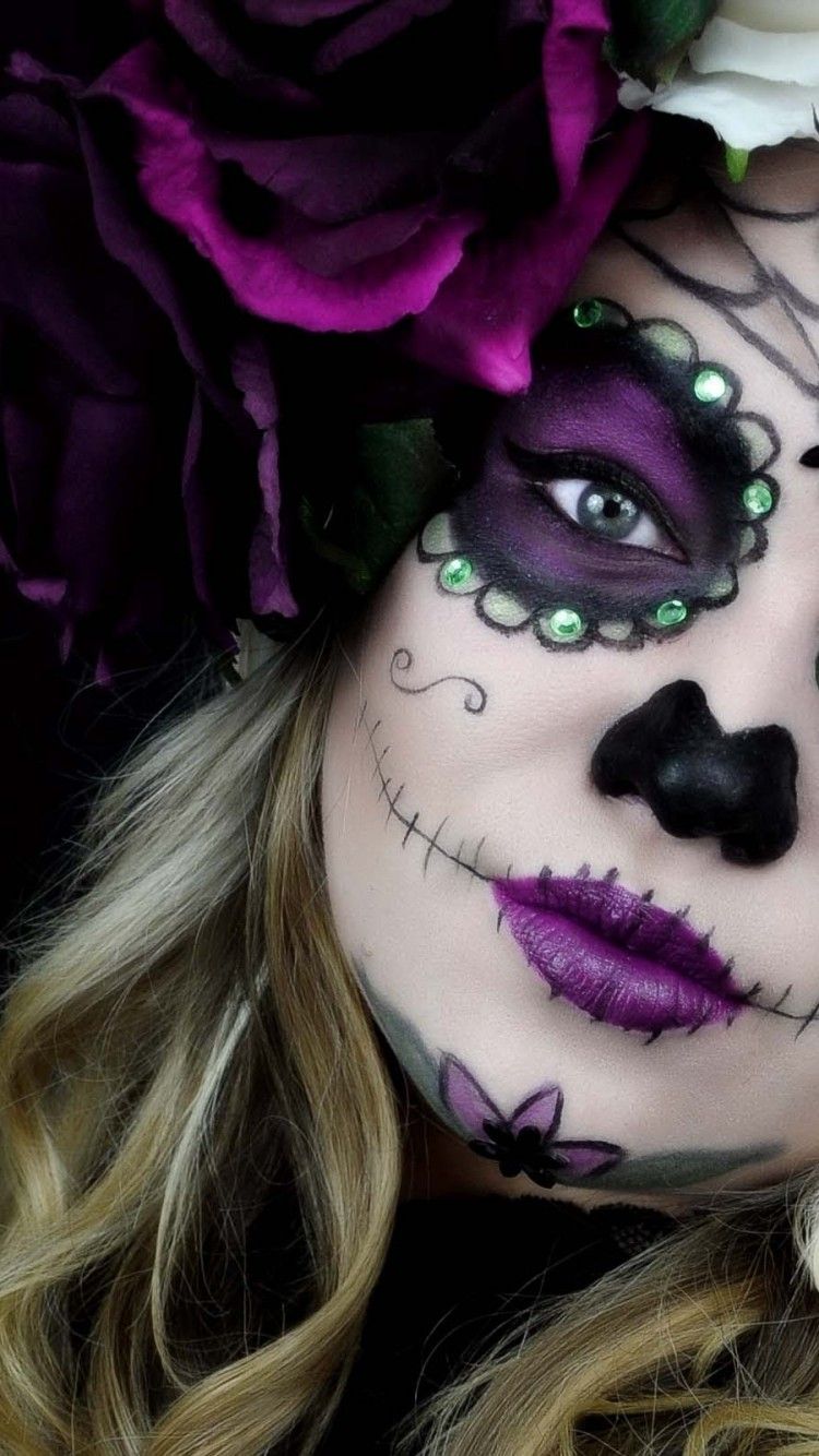 Sugar Skull Girl Background Wallpaper 06382