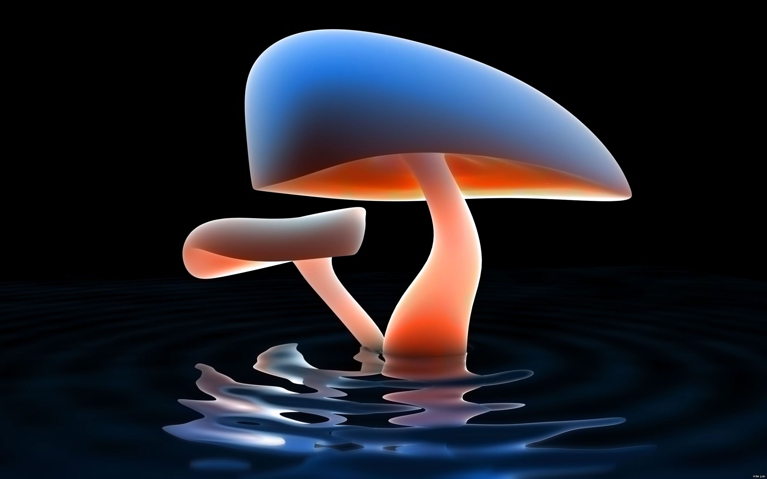 Dimensional: Blue Mushroom Reflection, desktop wallpaper nr. 56379