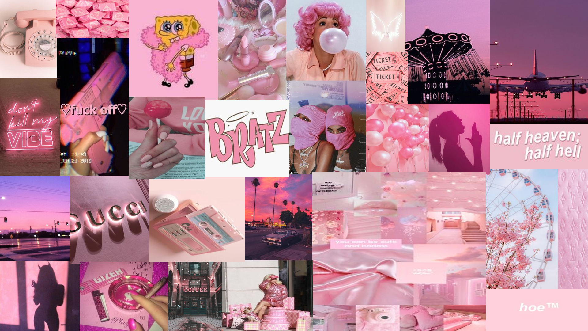 Aesthetic Pink Collage Laptop Wallpapers - Wallpaper Cave