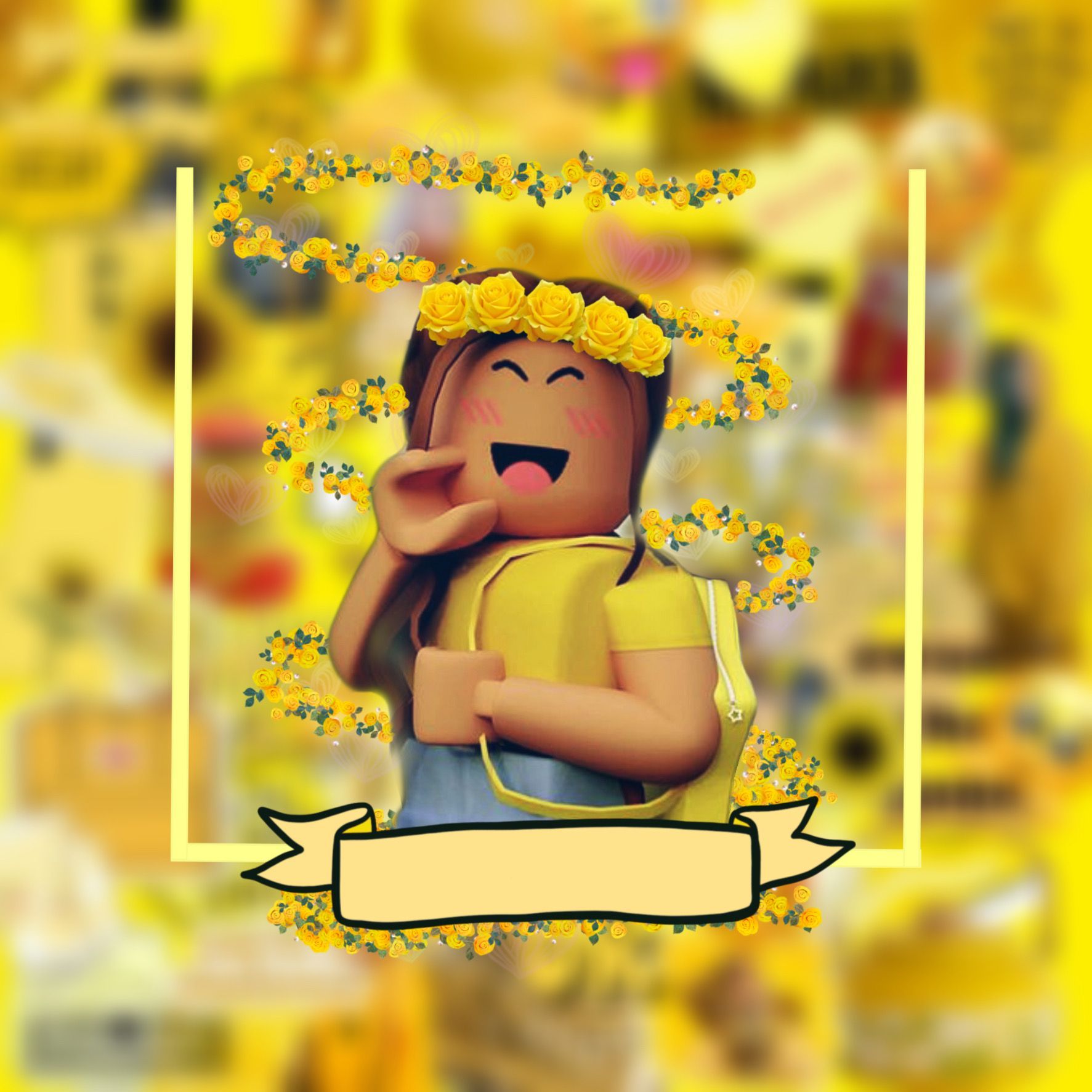 Download Cute Roblox Girl Yellow Background Wallpaper