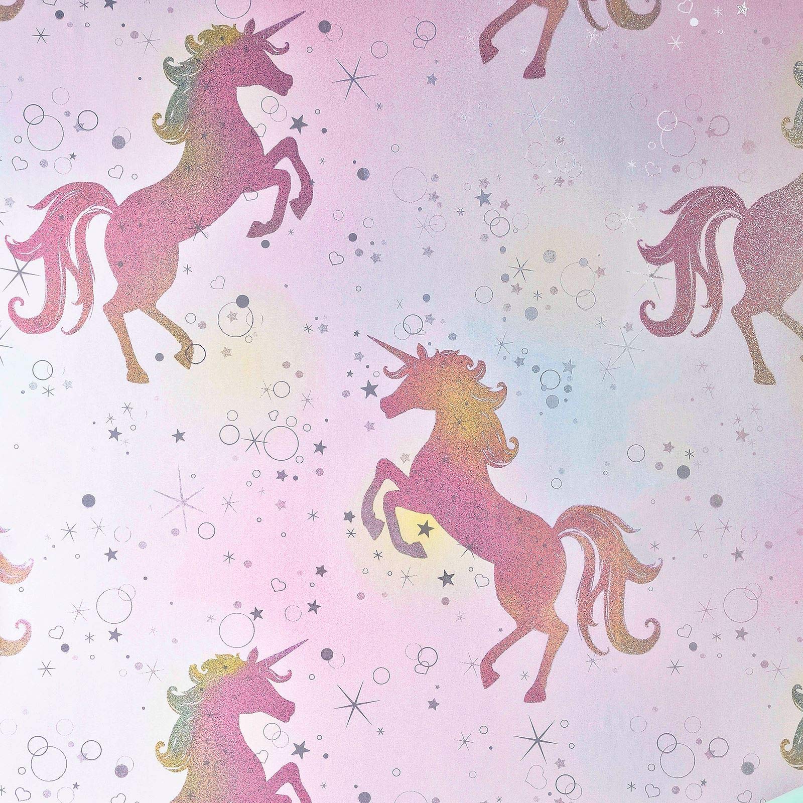 Coloroll Be Dazzled Dancing Unicorn Rainbow Wallpaper M1423 Glitter: Amazon.co.uk: DIY & Tools