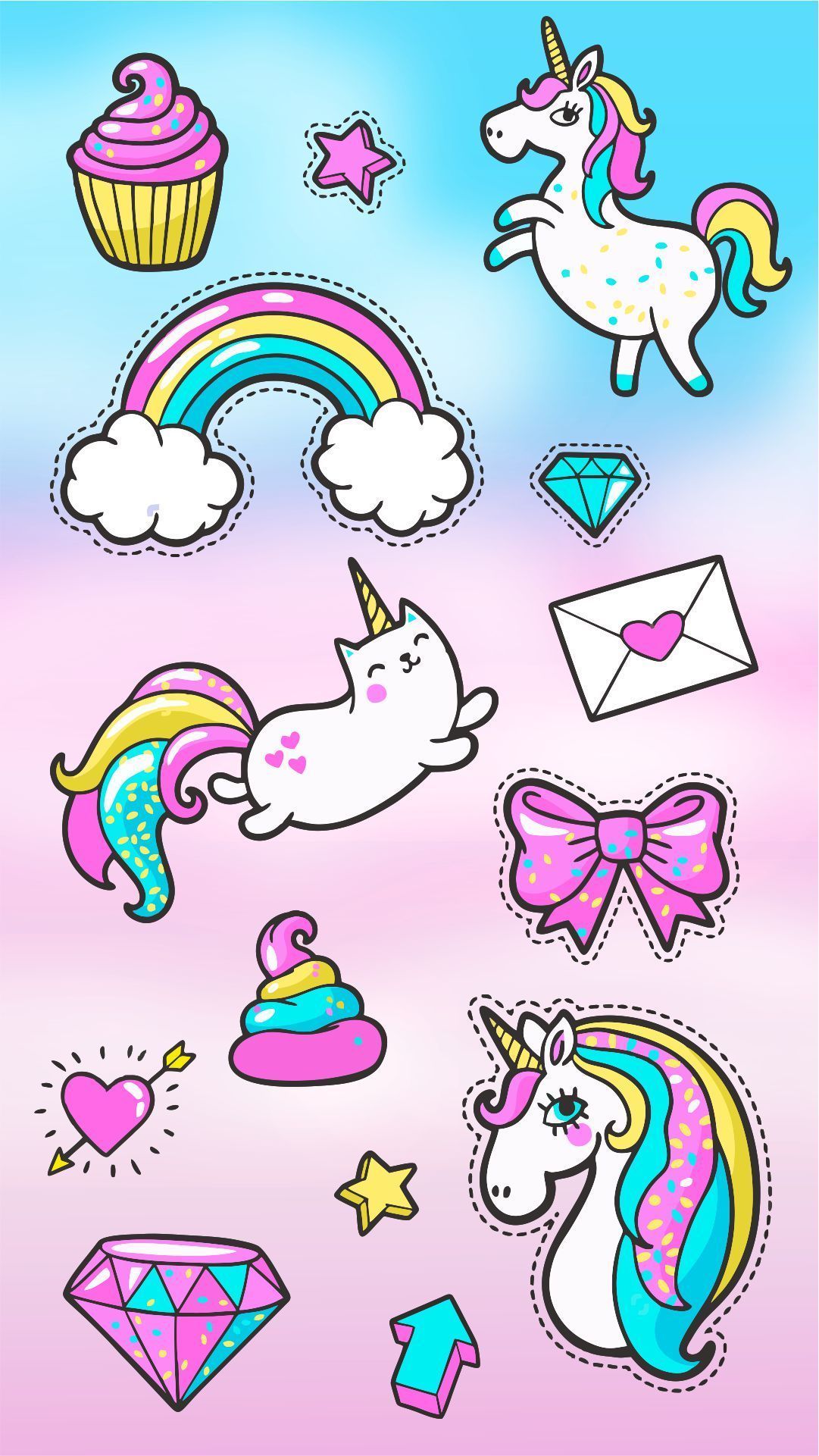 All things unicorn. Buku mewarnai, Unikorn, Pola doodle