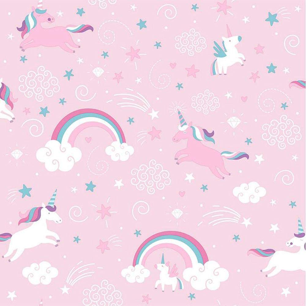 Pink Unicorn Wallpaper Girls Kids Girly Rainbow Fairytale Stars Clouds ugepa: Amazon.co.uk: DIY & Tools