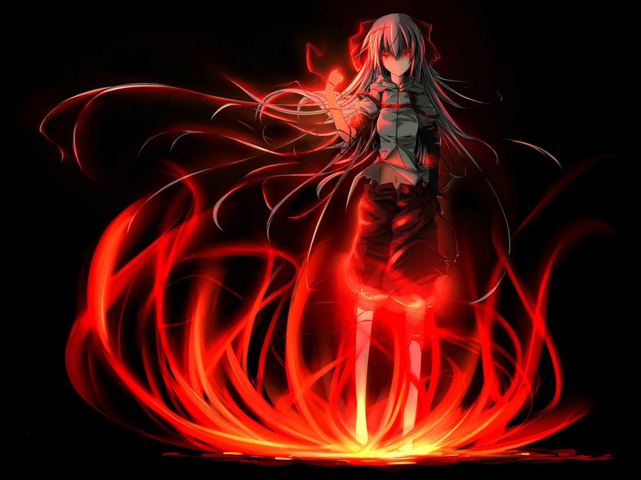 Sad Anime Wallpaper Girl On Fire Girl Red Aura