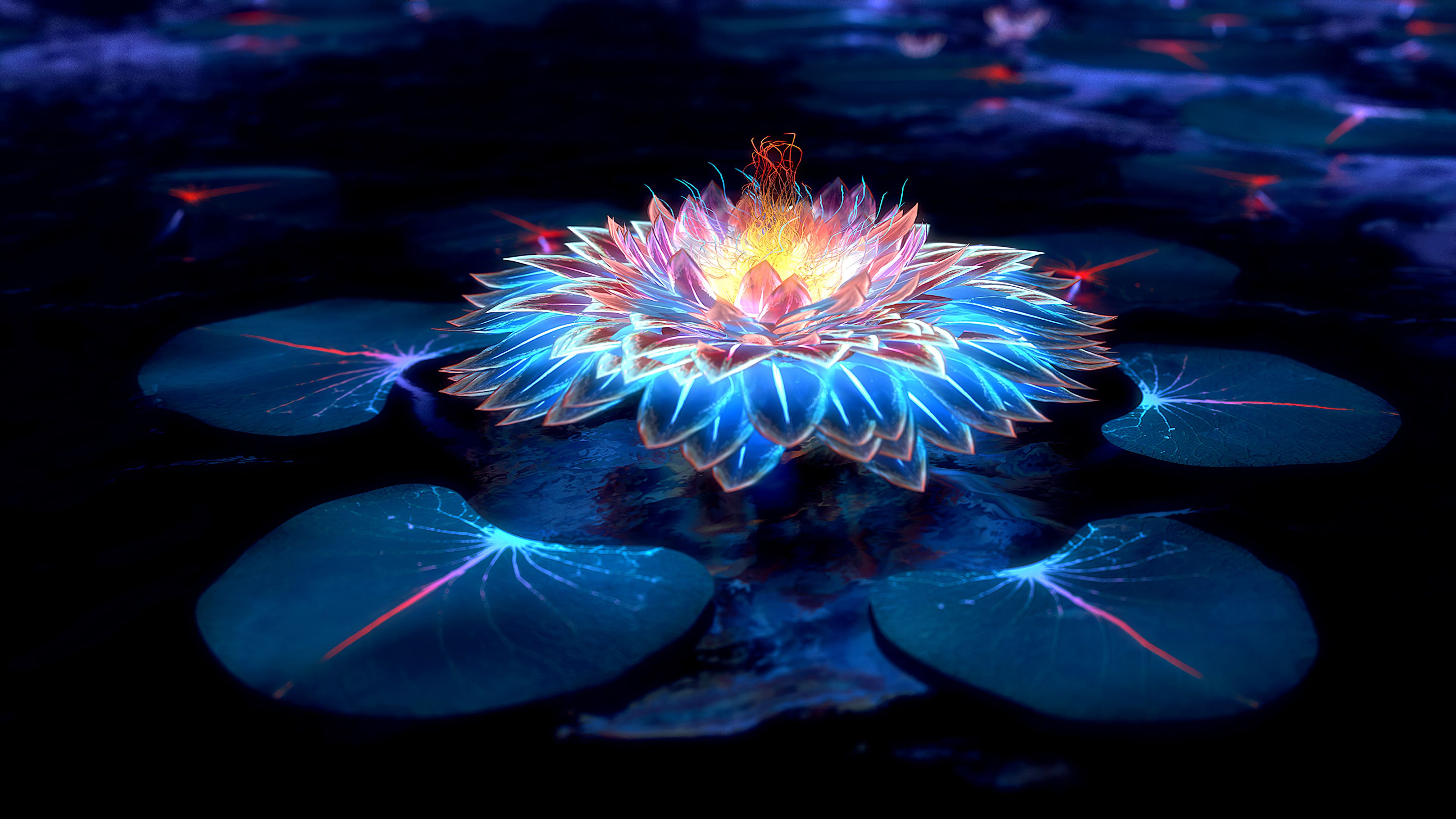 Lotus Flower Digital Art 4k, HD Artist, 4k Wallpaper, Image, Background, Photo and Picture