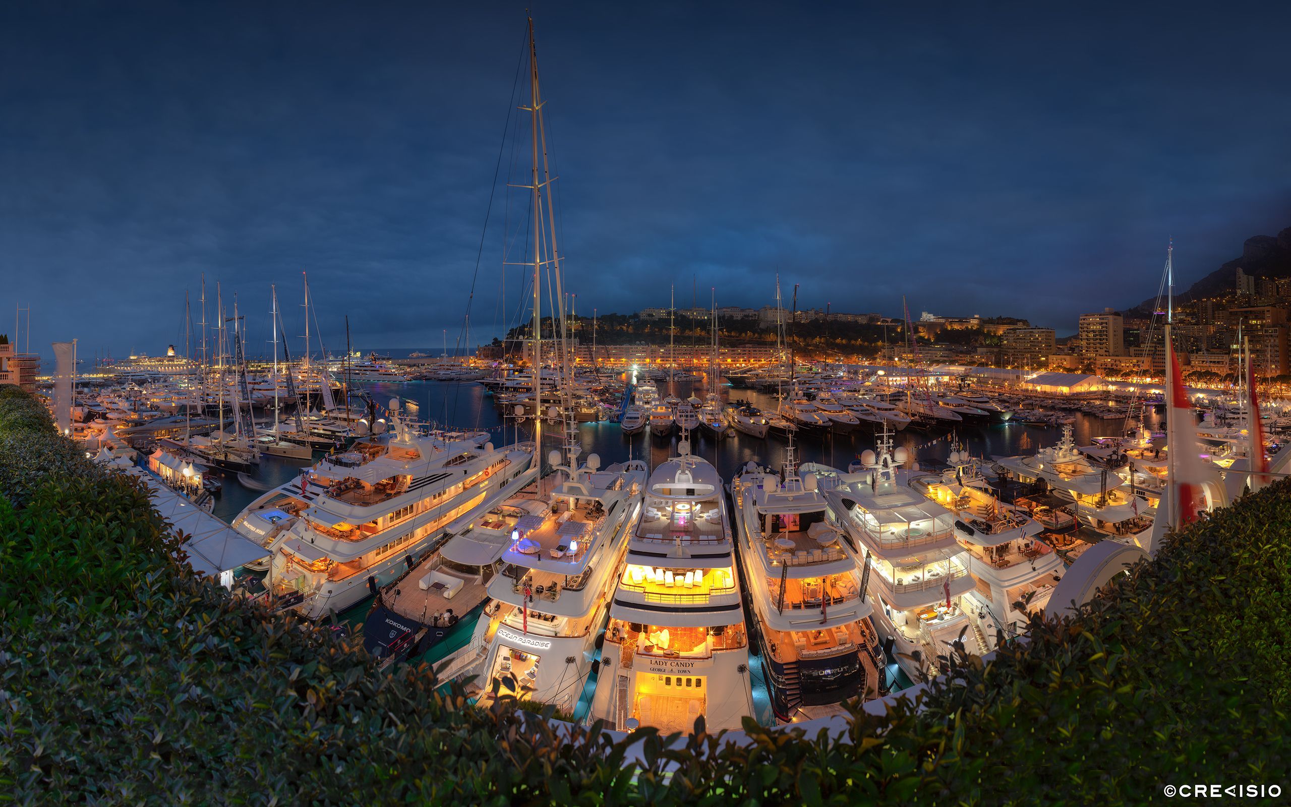 Monaco Yacht Show Port Panorama. Crevisio. Branding & Photography Agency