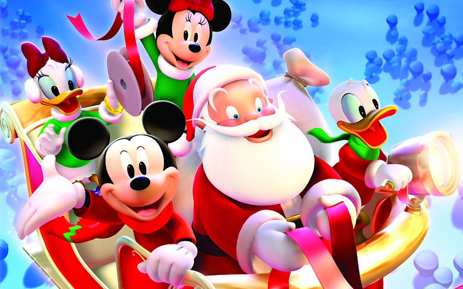 Disney Christmas Wallpaper HD Mickey Mouse With Santa Claus, Wallpaper13.com