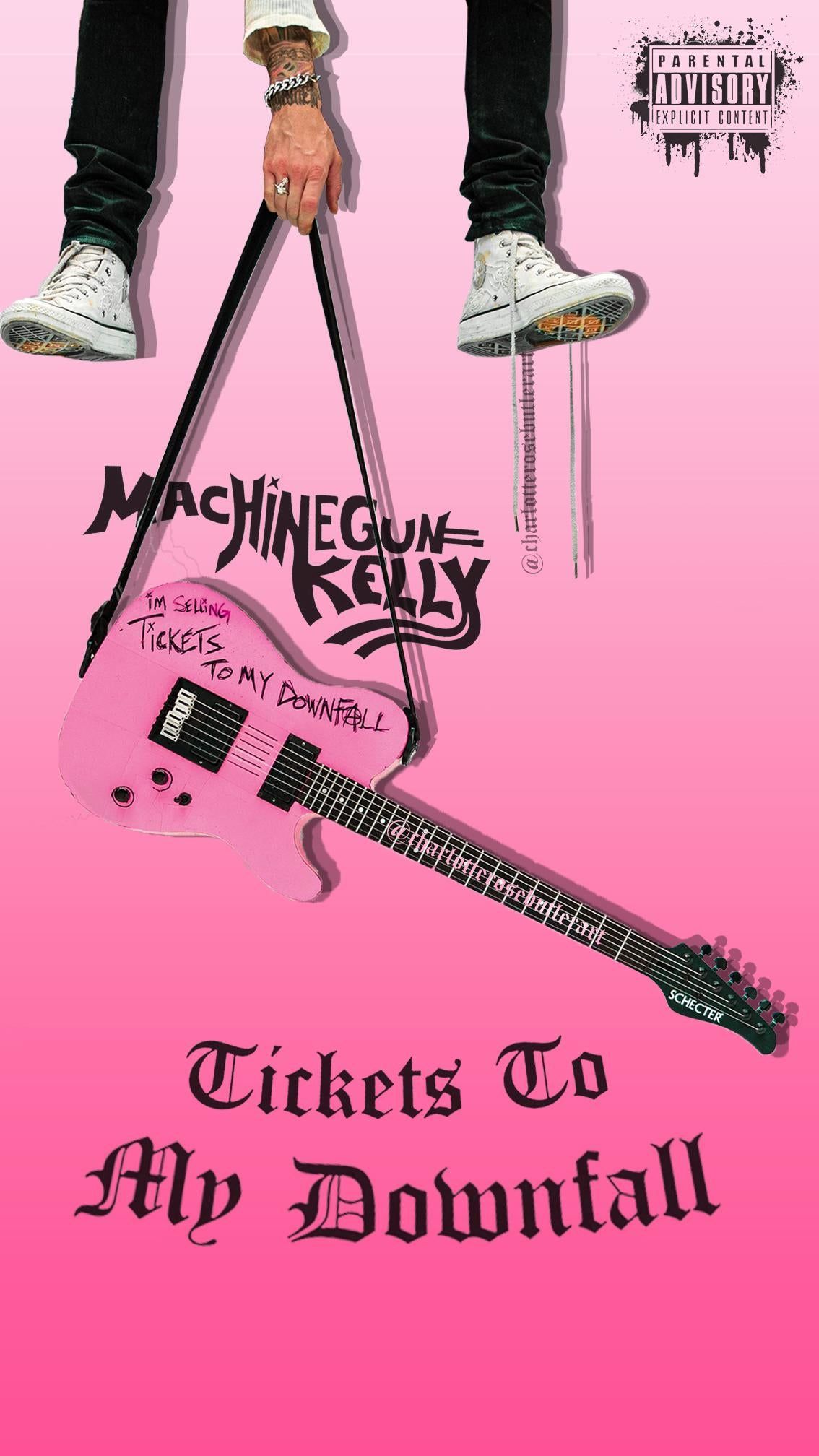 Download Tickets To My Downfall Machine Gun Kelly Pink Guitar Wallpaper   Wallpaperscom