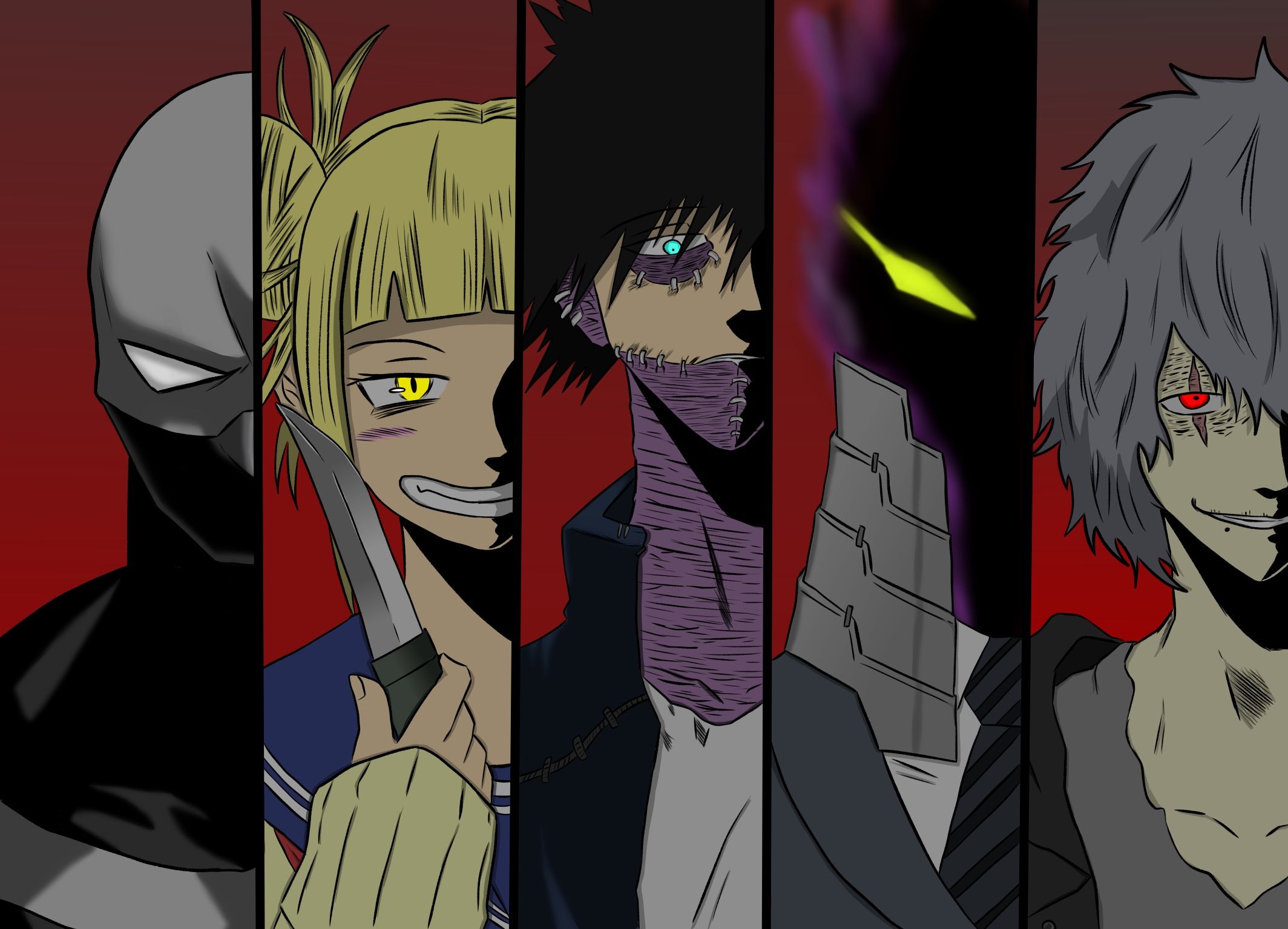 Dabi (Boku No Hero Academia), Himiko Toga, Tomura Shigaraki, Kurogiri (Boku No Hero Academia), Jin Bubaigawara wallpaper HD Wallpaper