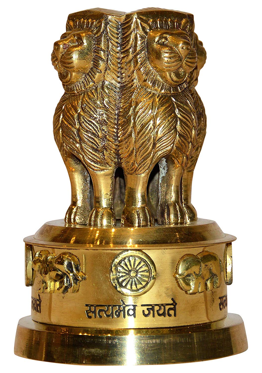 Buy ARTVARKO™ Brass Ashoka Pillar Indian Emblem Four Lions Satyamev Jayete National Flag Embelled Desk Paper Weight Showpiece Decorative Height 8 cm 220 Gm Online at Low Prices in India