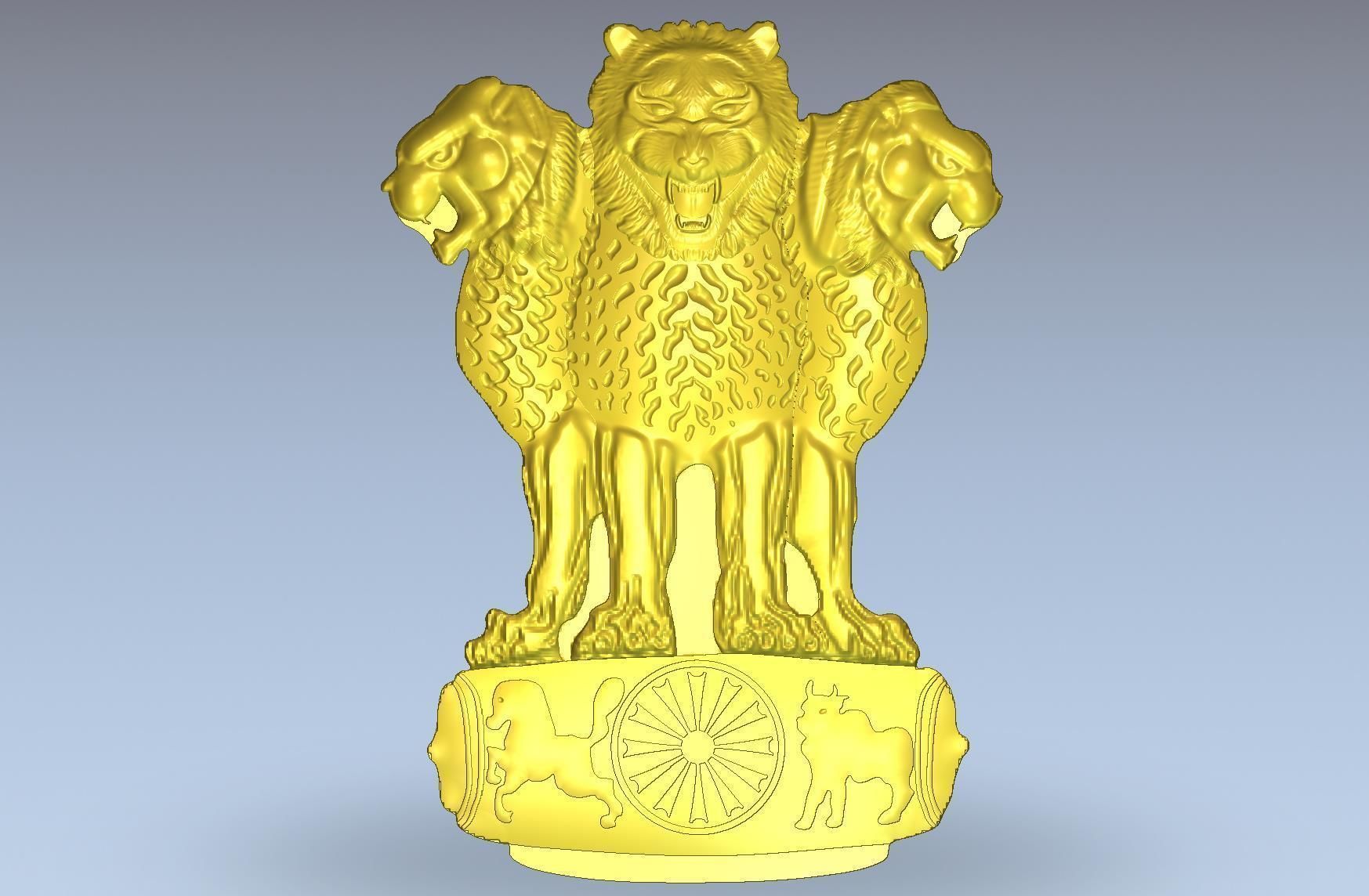 Collectible India Brass Ashoka Stambh Emblem Indian Ashok Chakra Pillar  Memento Sculpture Home Office Desk Decor