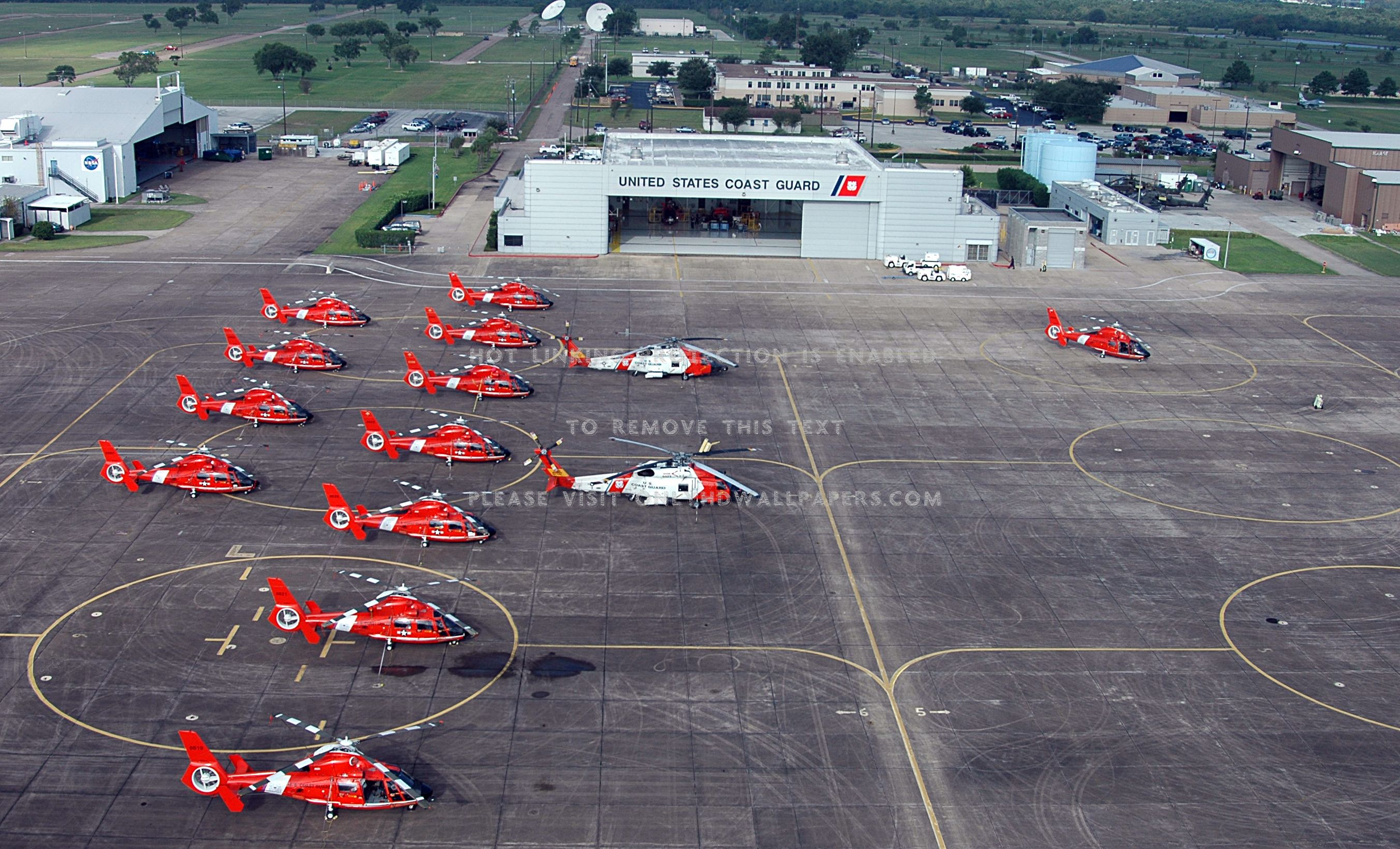 Helicopters coast guard vehicles