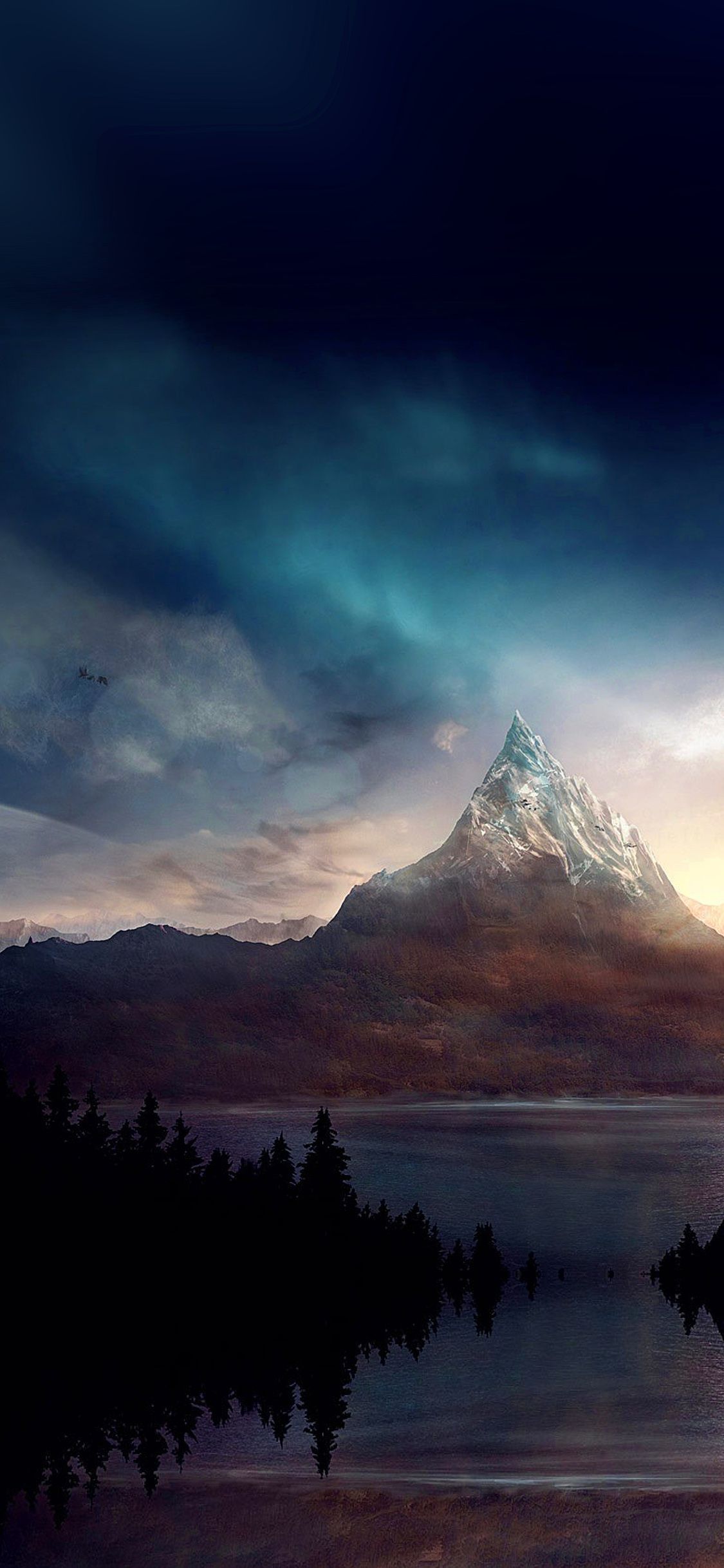 iPhone X wallpaper. mountain nature fantasy art illustration