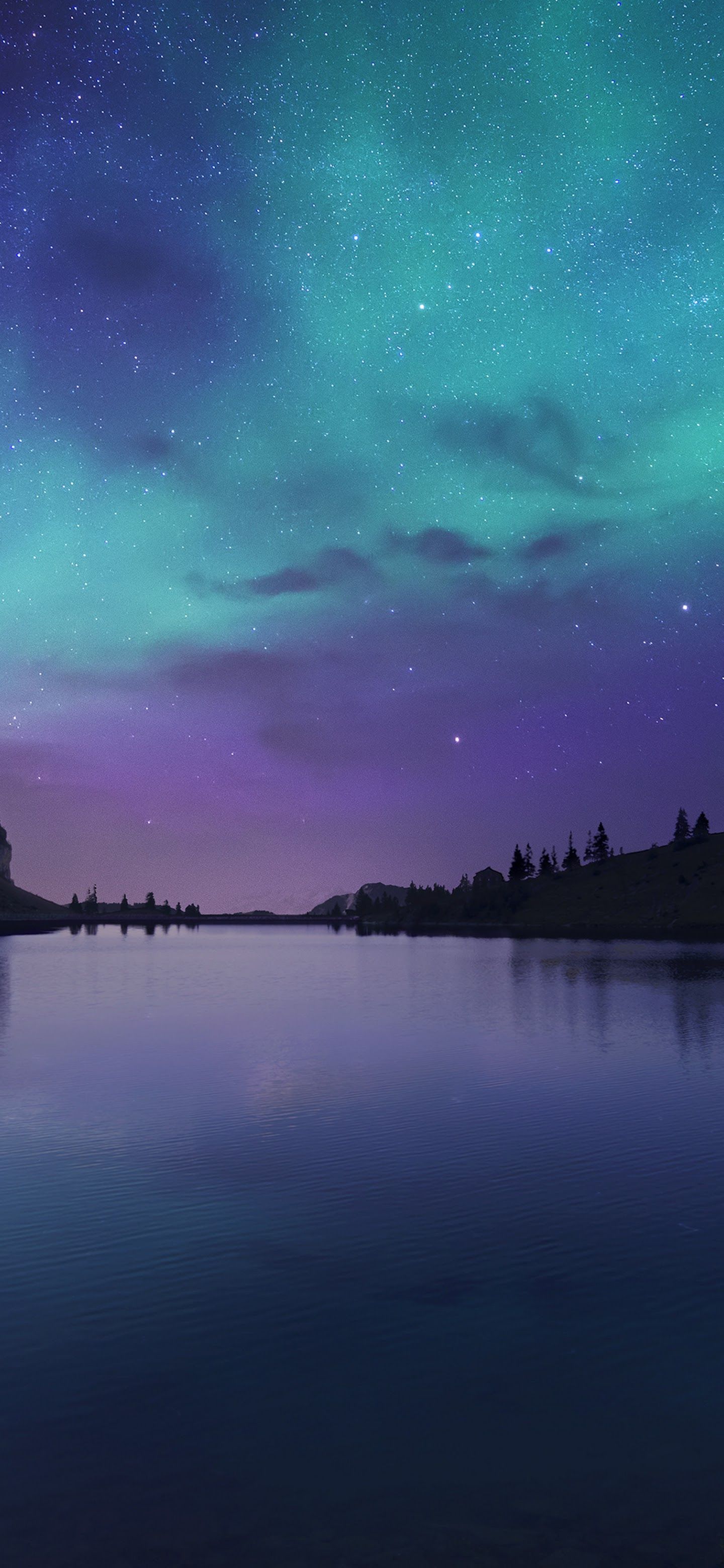 Aurora Borealis Night Sky Stars Lake Nature Scenery 4K Wallpaper