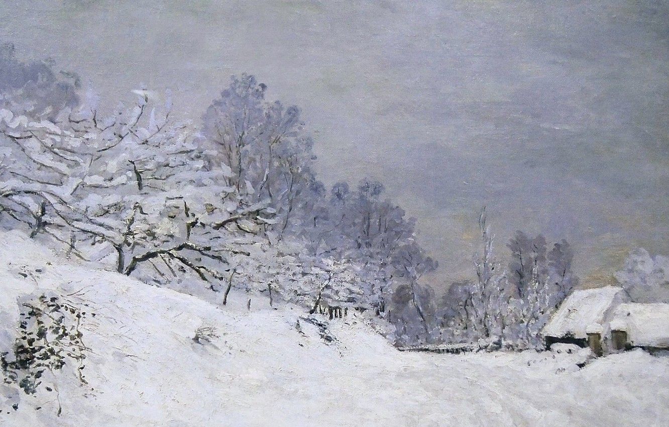 Wallpaper Snow, Landscape, Picture, Claude Monet, The Road To The Farm Saint Simeon In Winter Image For Desktop, Section живопись