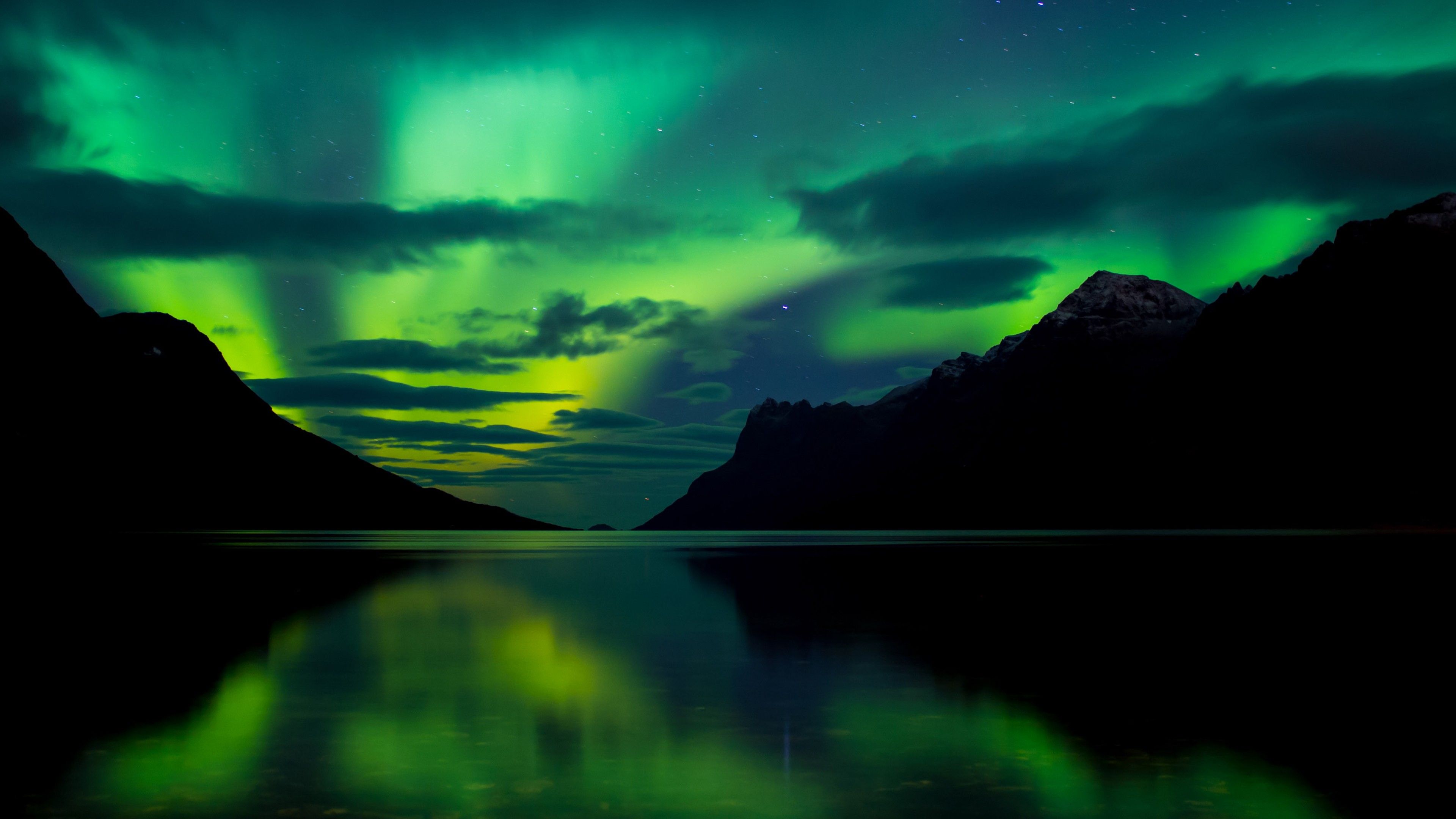 Aurora Borealis, 5k, 4k wallpaper, Abisko, Sweden, Europe, tourism, travel, green, lake, National Park