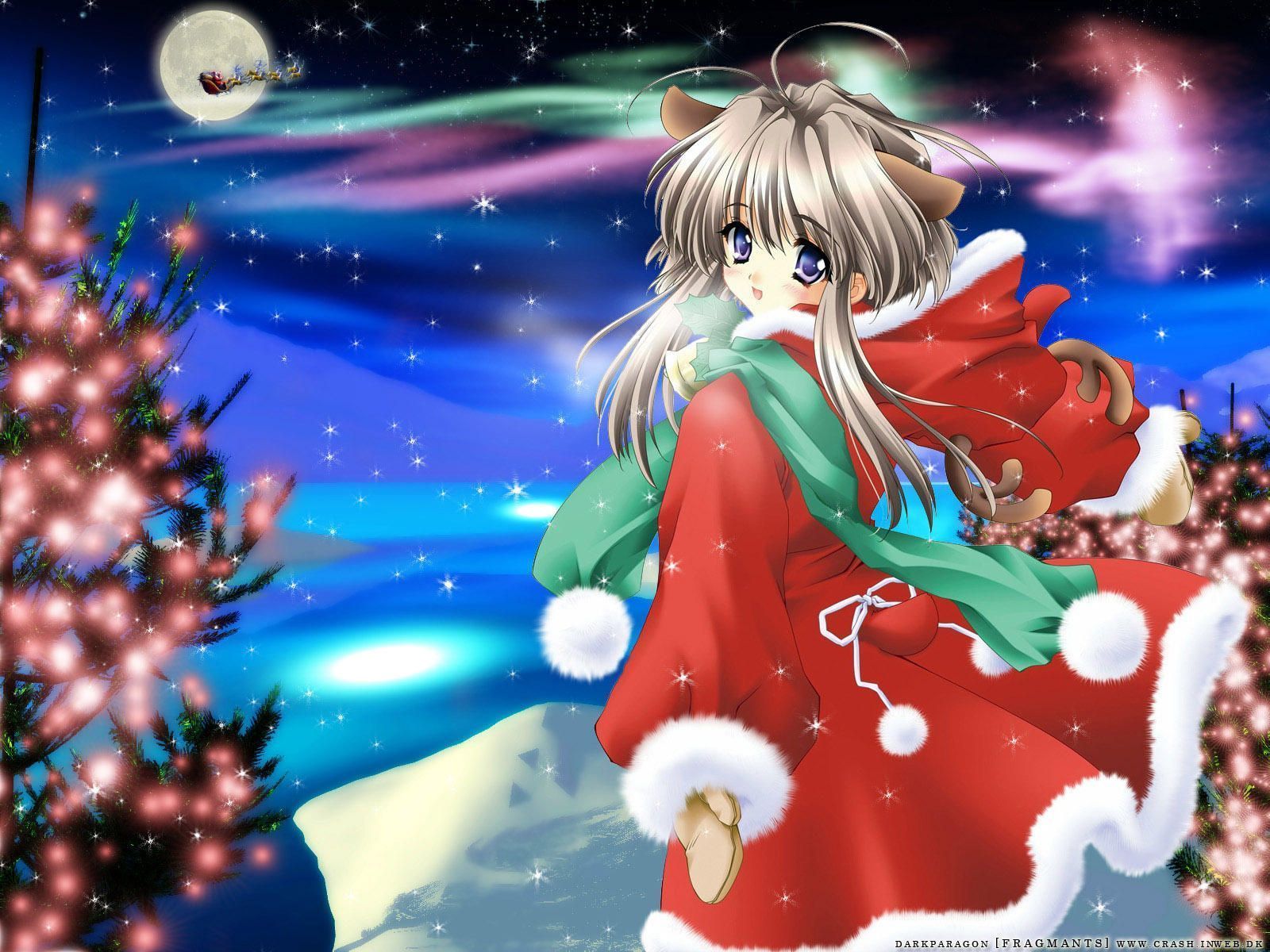 Cute Anime Girl Christmas wallpaper HD. Wallpaper, Background