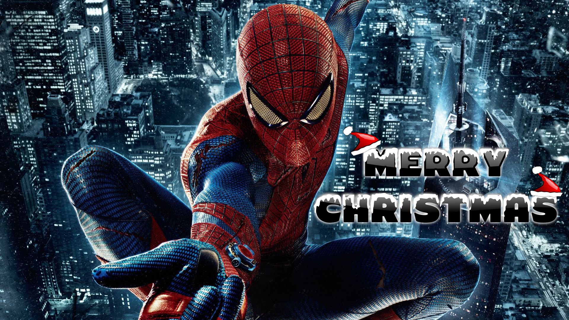 Happy Merry Christmas Wishes Super Hero Spiderman Kids HD Wallpaper