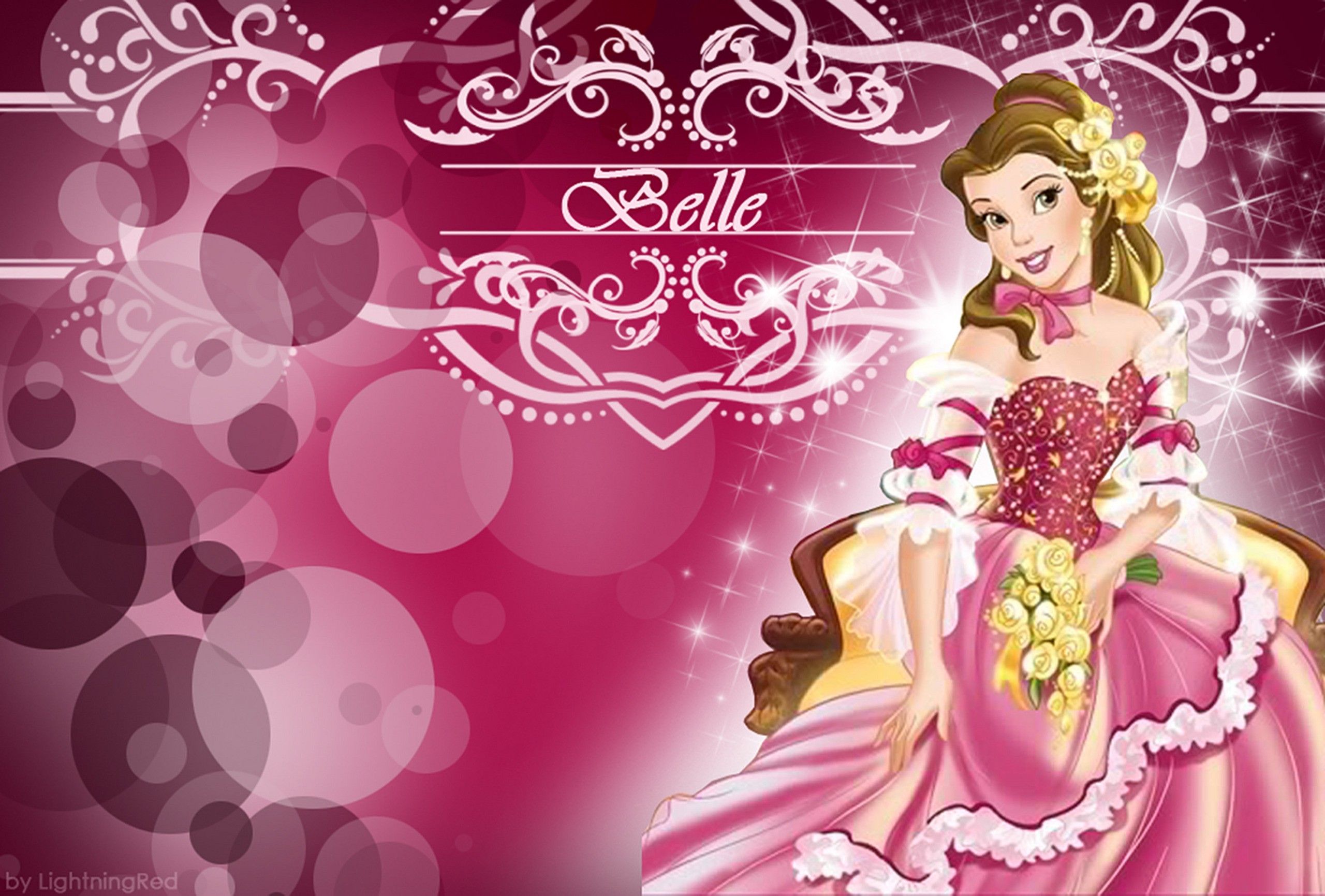 Hd Wallpaper And Background Photo Of Pink Belle Wallpaper Wallpaper Disney Princess HD Wallpaper