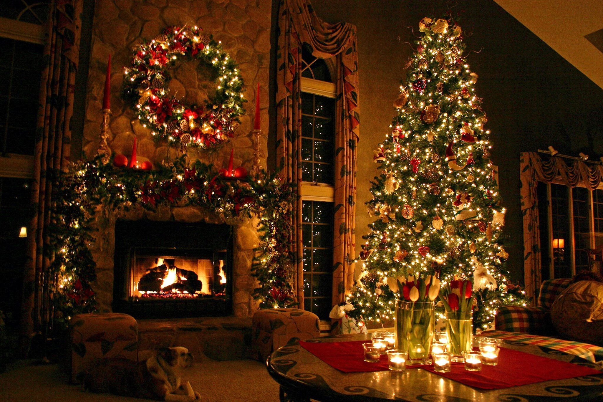 My Christmas. Christmas desktop, Christmas fireplace, Beautiful christmas trees