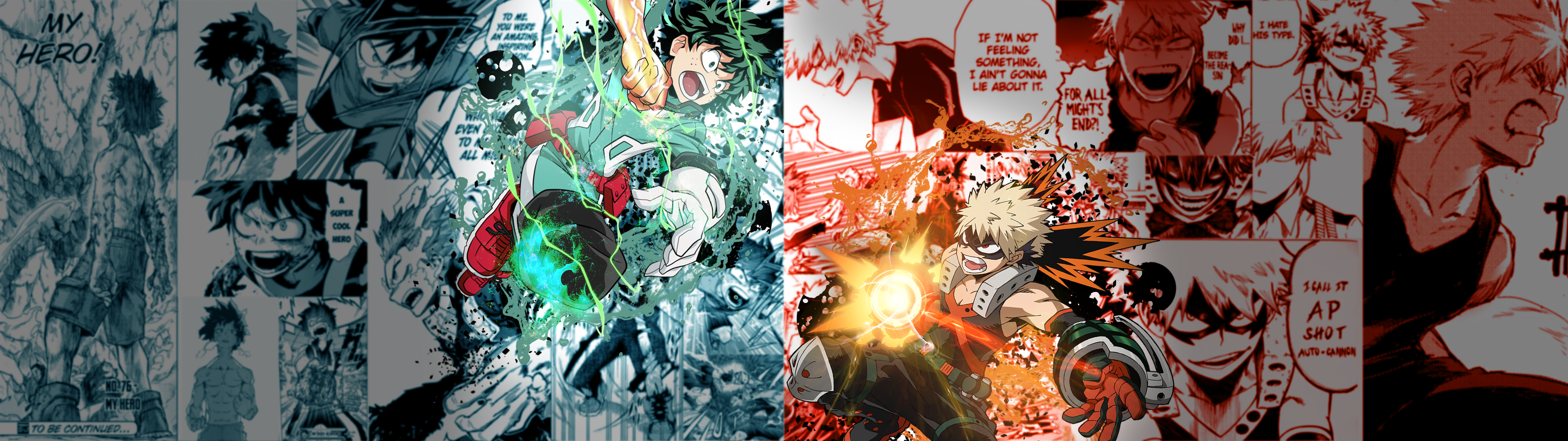 Created a Deku vs Bakugo Wallpaper that is meant for dual monitors!!!