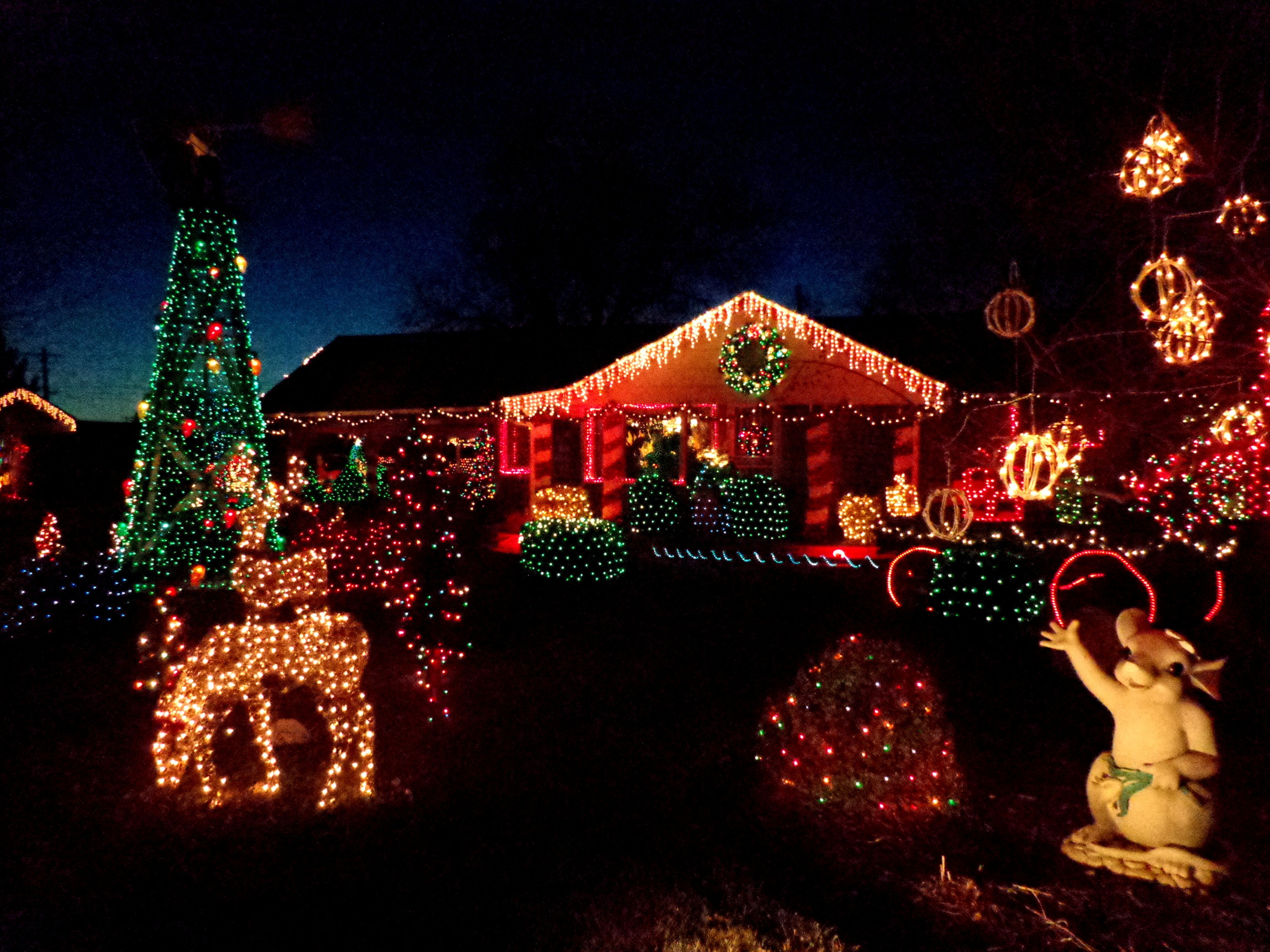 House Decorated with Christmas Lights Picture. Free Photograph. Photo Public Domain