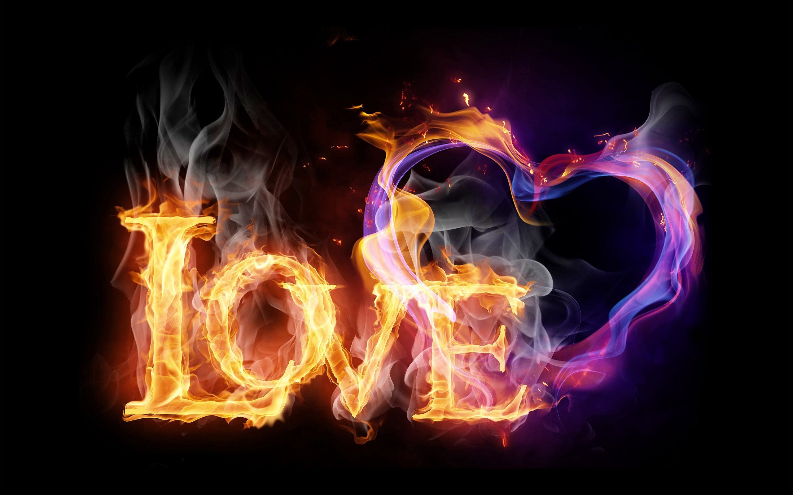 Download wallpaper love, words of love, fire letters, smoke for desktop with resolution 2560x1600. High Quality HD picture wallpaper
