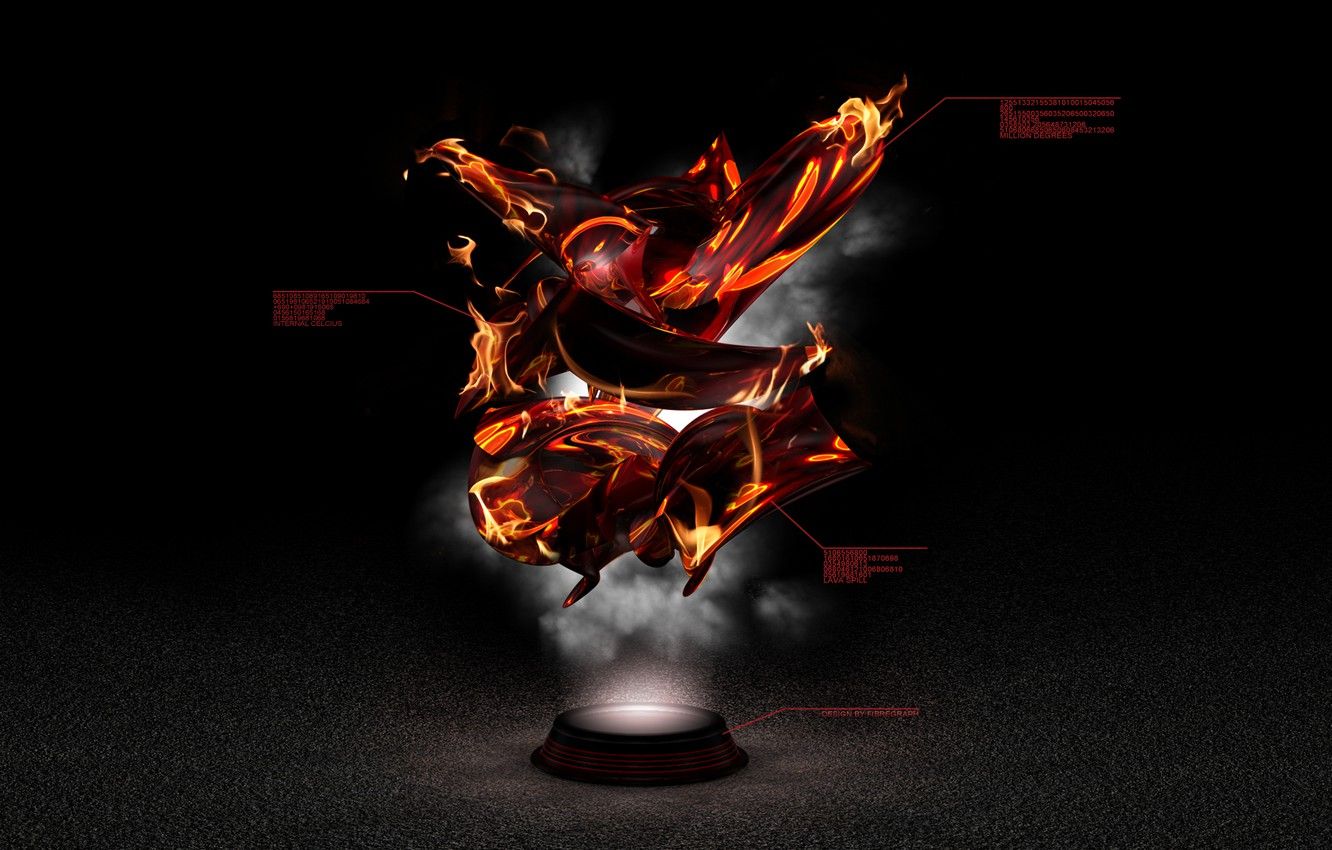 Wallpaper letters, fire, figures, lava image for desktop, section абстракции