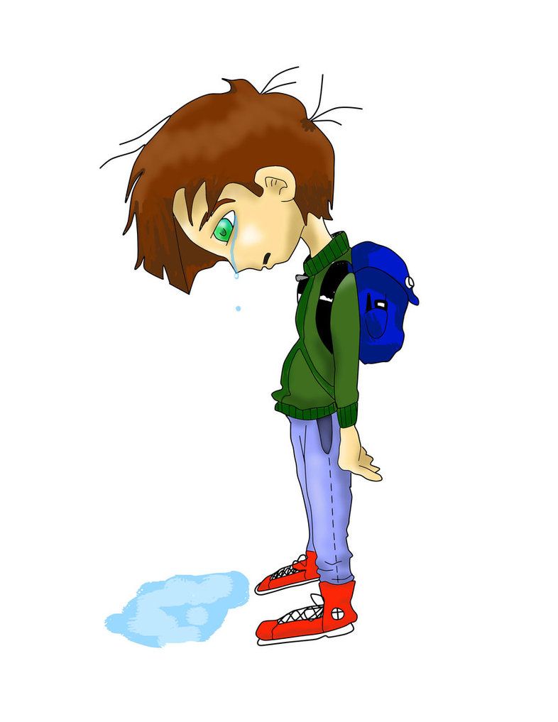sad boy cartoon school