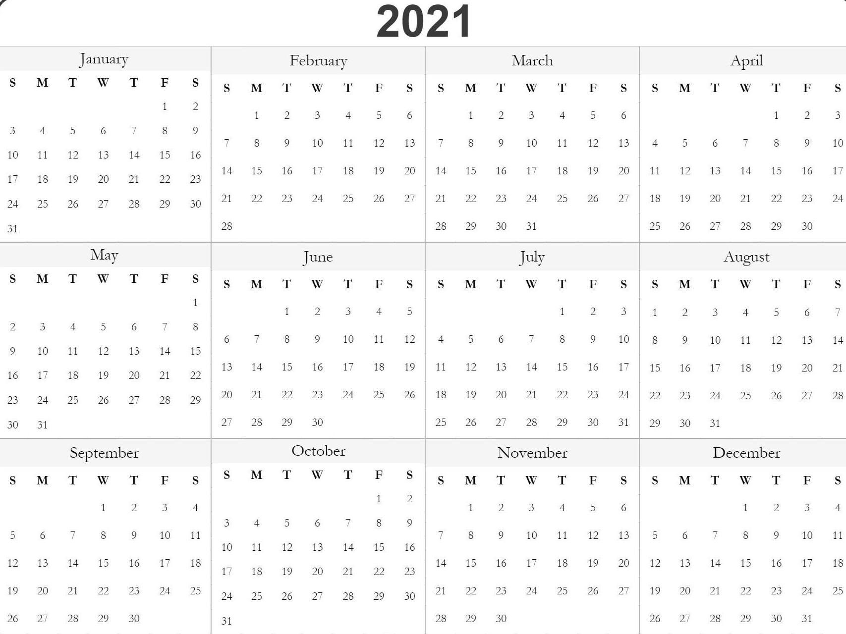 Blank Printable 2021 Calendar. Free printable calendar , Free printable calendar, Calendar