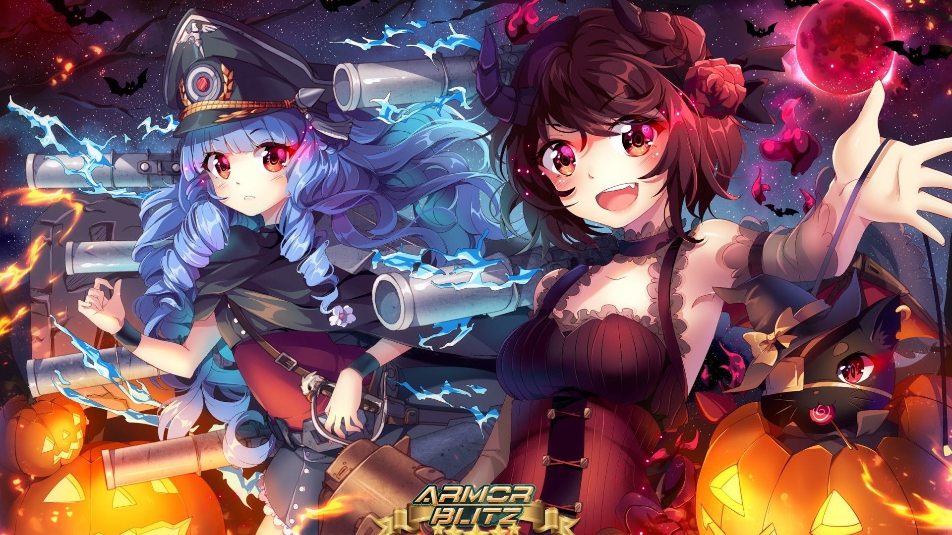 Halloween, Armor Blitz, Anime Girls, Anime Games, Horns, Anime Gaming Girl