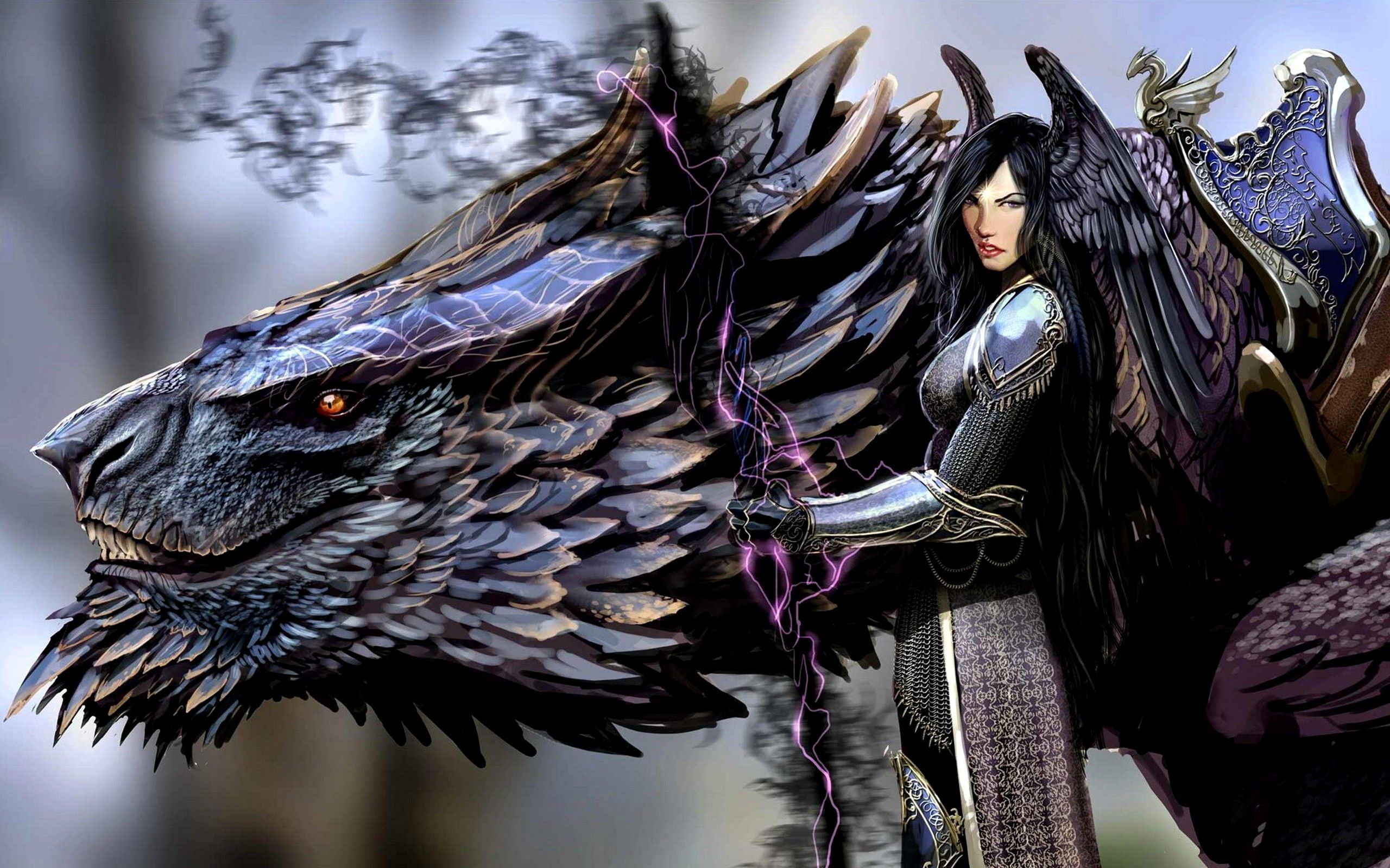 Amazing Dark Angel And Black Dragon Anime HD Wallpaper Picture Image. Wallsev.com Free HD Wallpaper. Fantasy dragon, Beast wallpaper, Dragon art