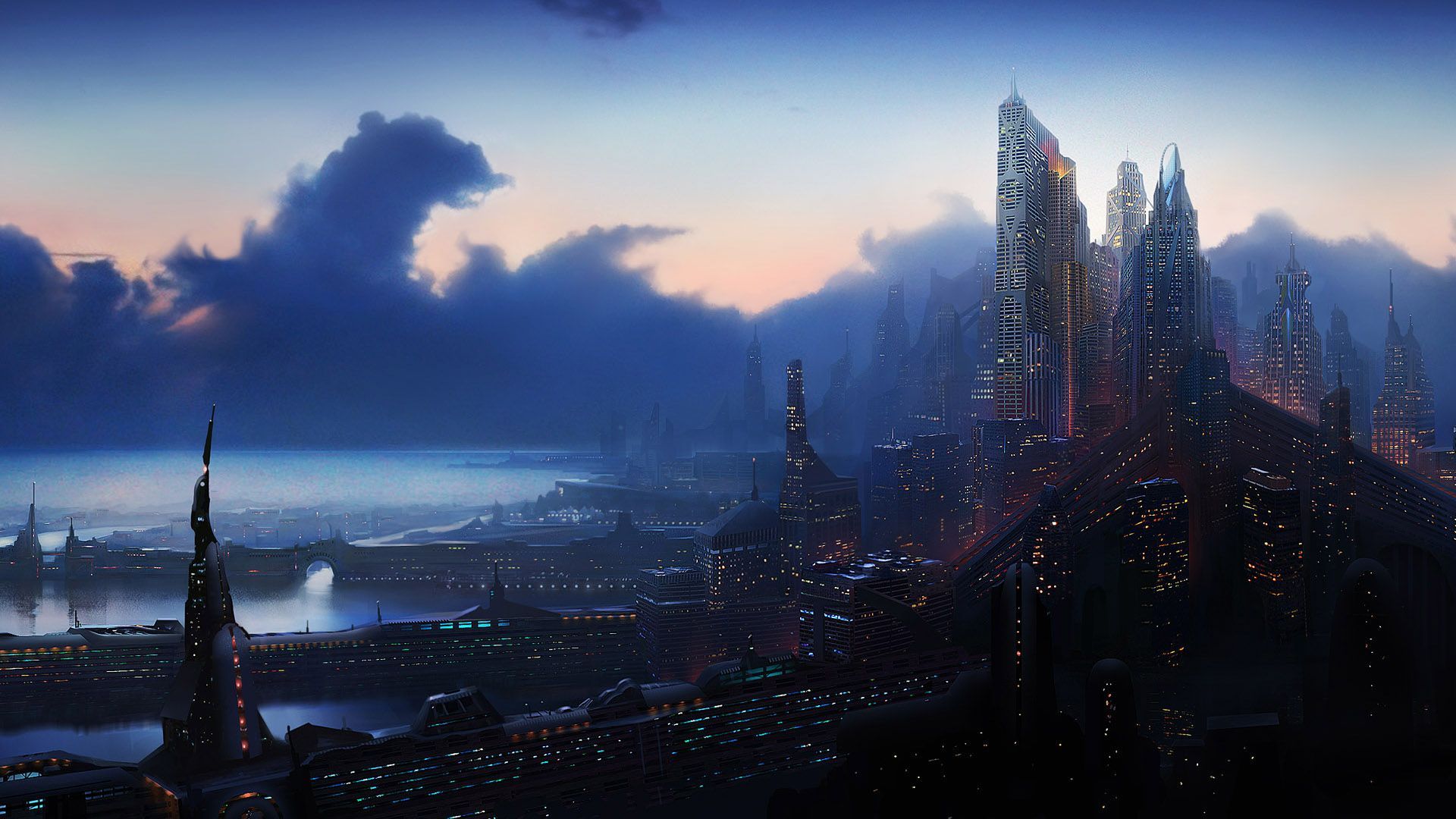 Cyberpunk Desktop Background. Sci fi wallpaper, Sci fi city, Futuristic city