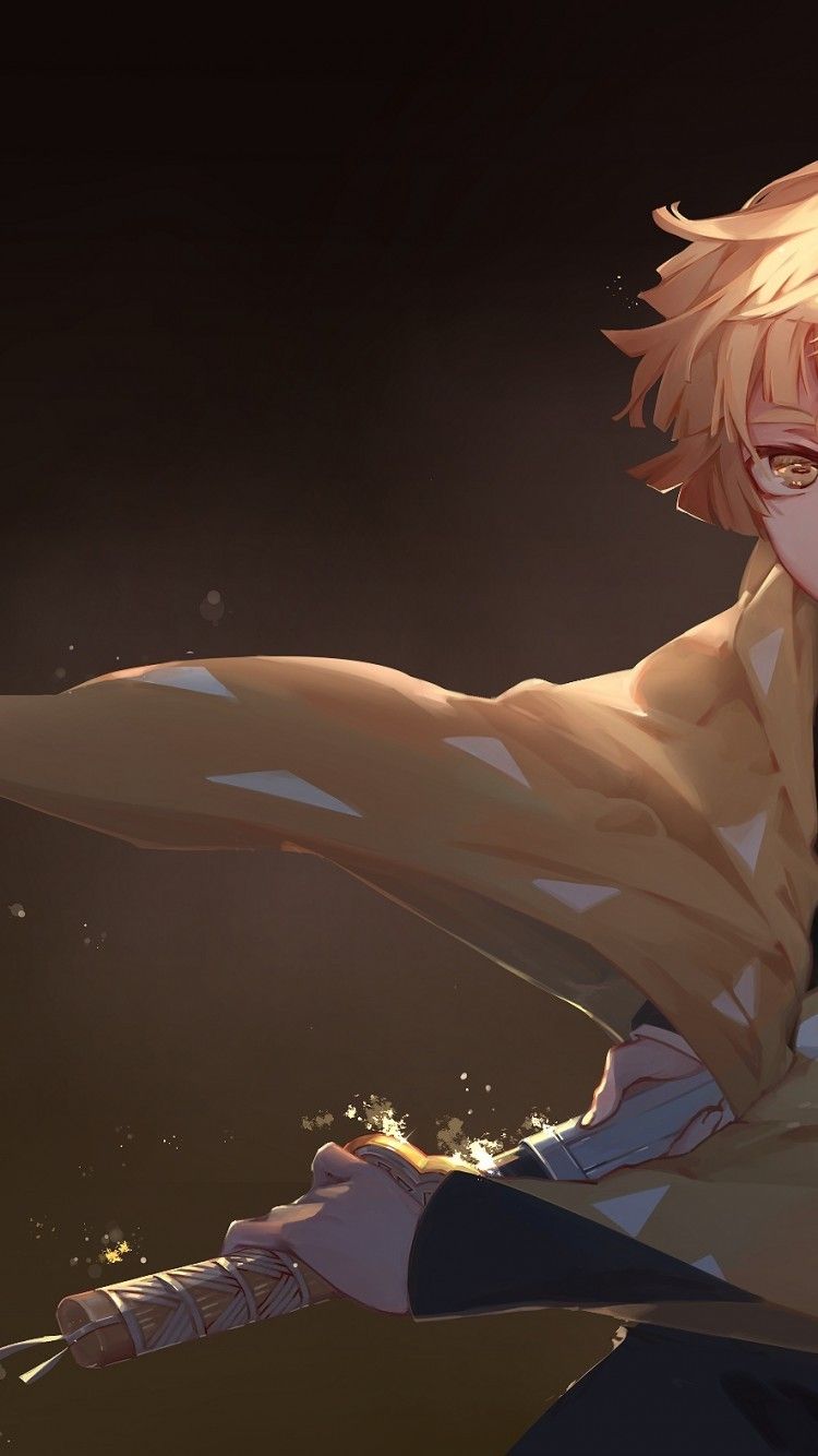 Download 750x1334 Agatsuma Zenitsu, Kimetsu No Yaiba, Cape, Demon Slayer, Blond, Sword Wallpaper for iPhone 7, iPhone 6