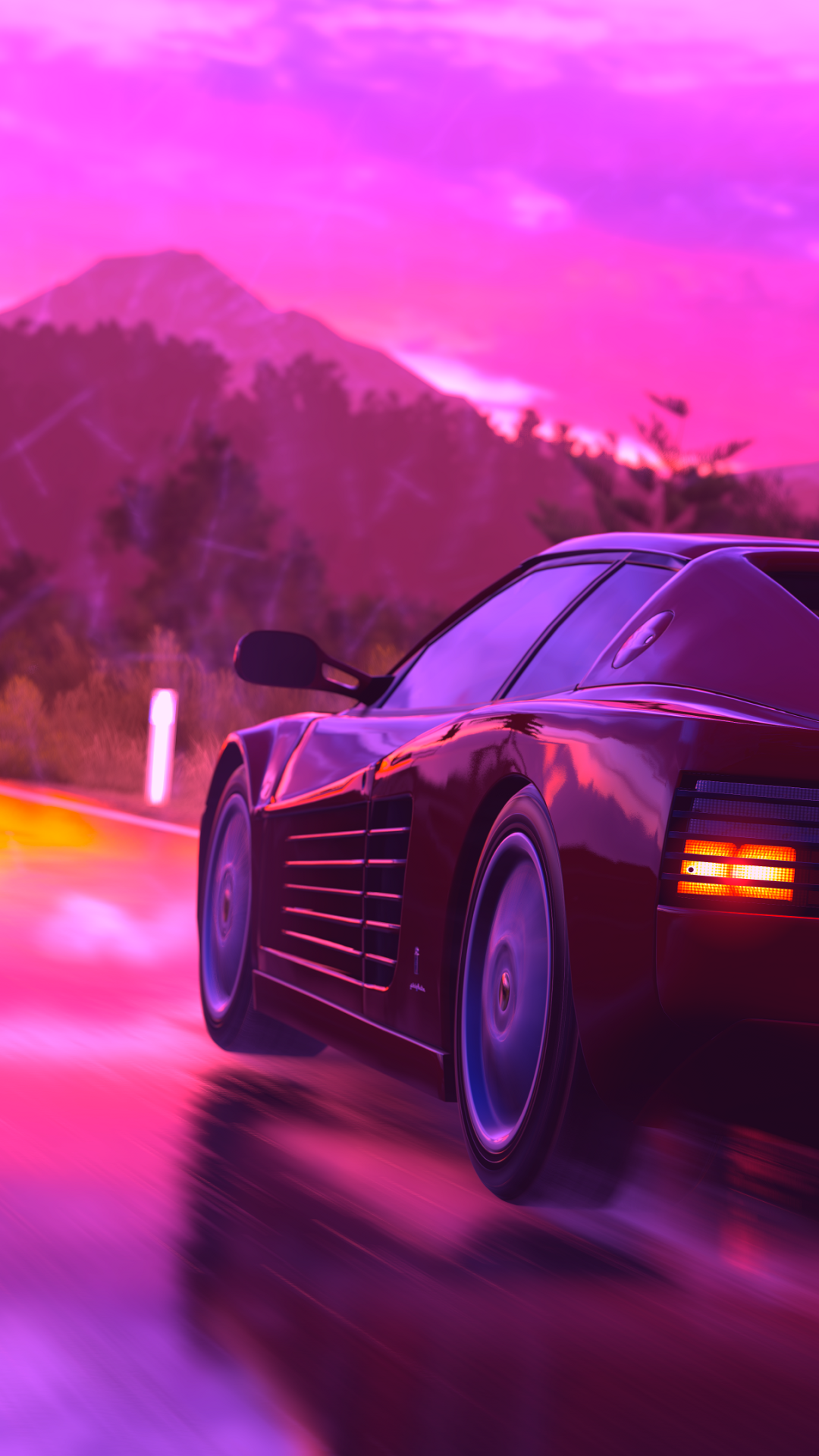 80s Retro Neon Car Wallpaper