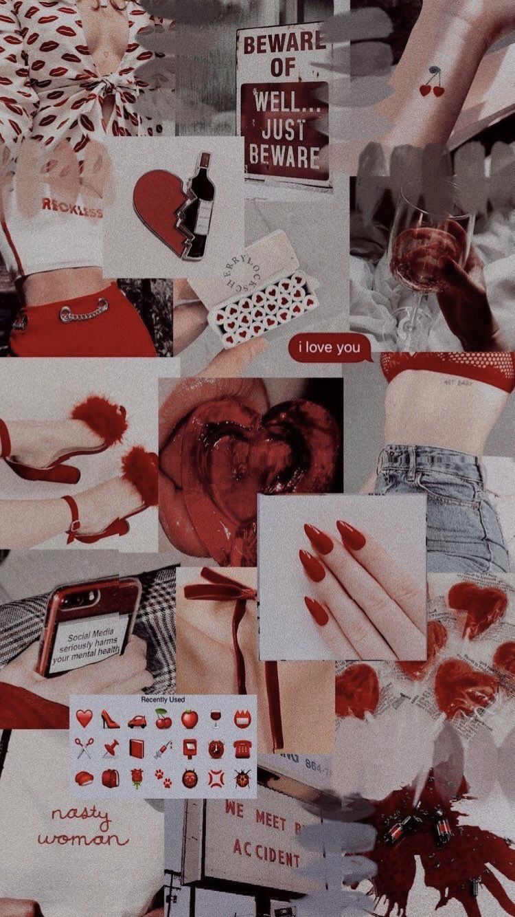 Red Aesthetic Collage Wallpaper