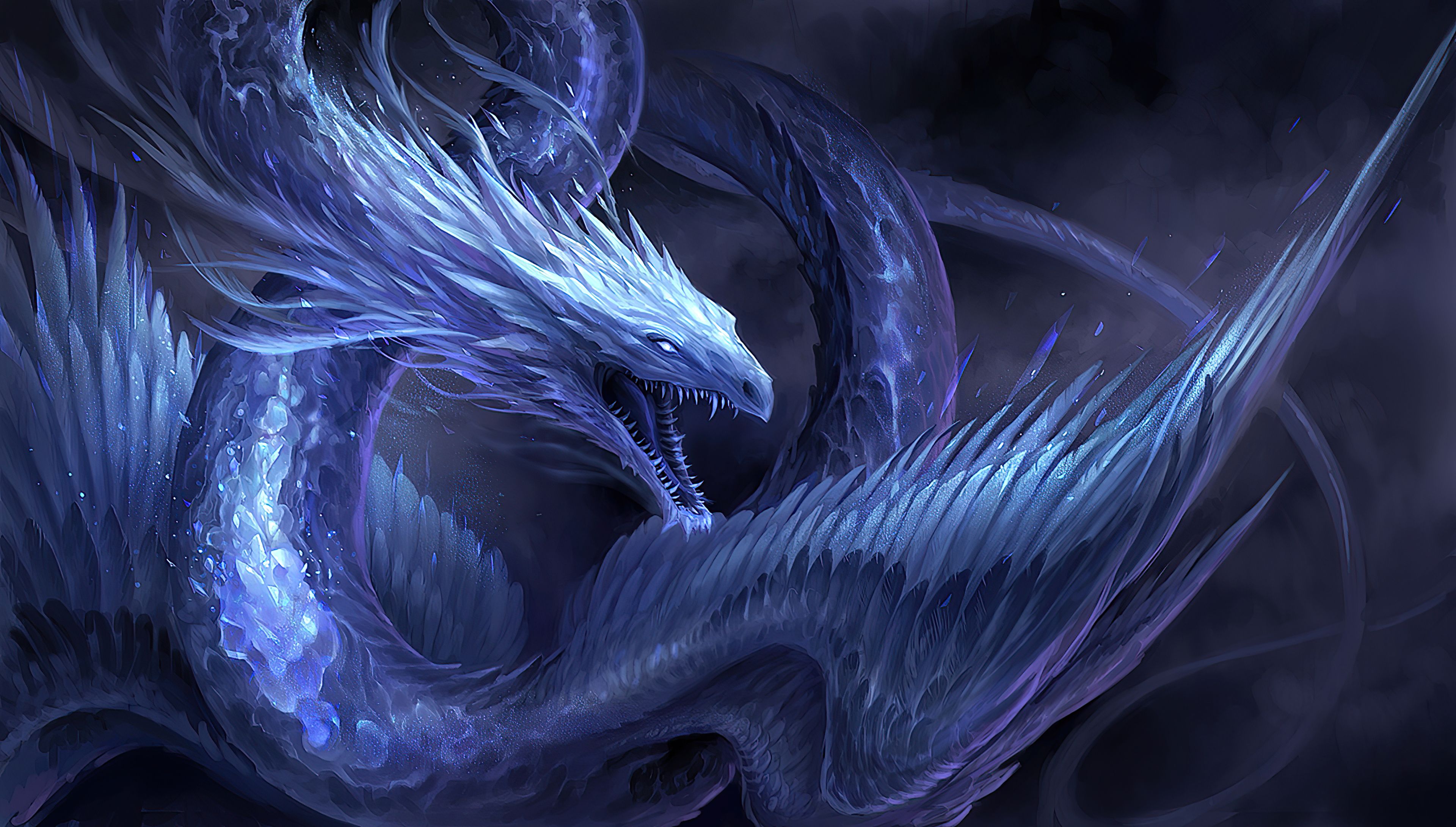 Blue Crystal Dragon 4k, HD Artist, 4k Wallpaper, Image, Background, Photo and Picture