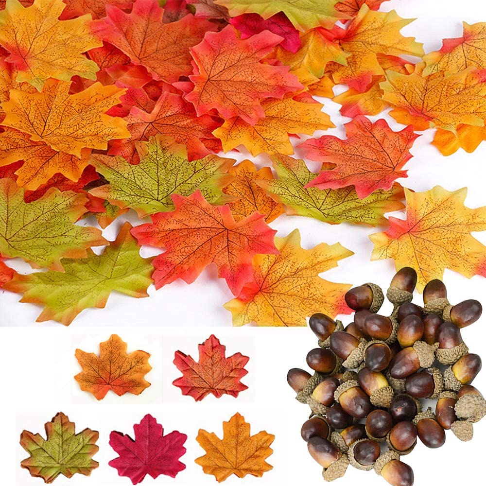 Yesallwas 250PCS Artificial Maple Leaves Mixed Colored Fake Autumn Fall Maple Leaves and 50PCS Simulated Acorn Fake Acorns for Party Home Decoration (Dark): Amazon.ca: Home & Kitchen