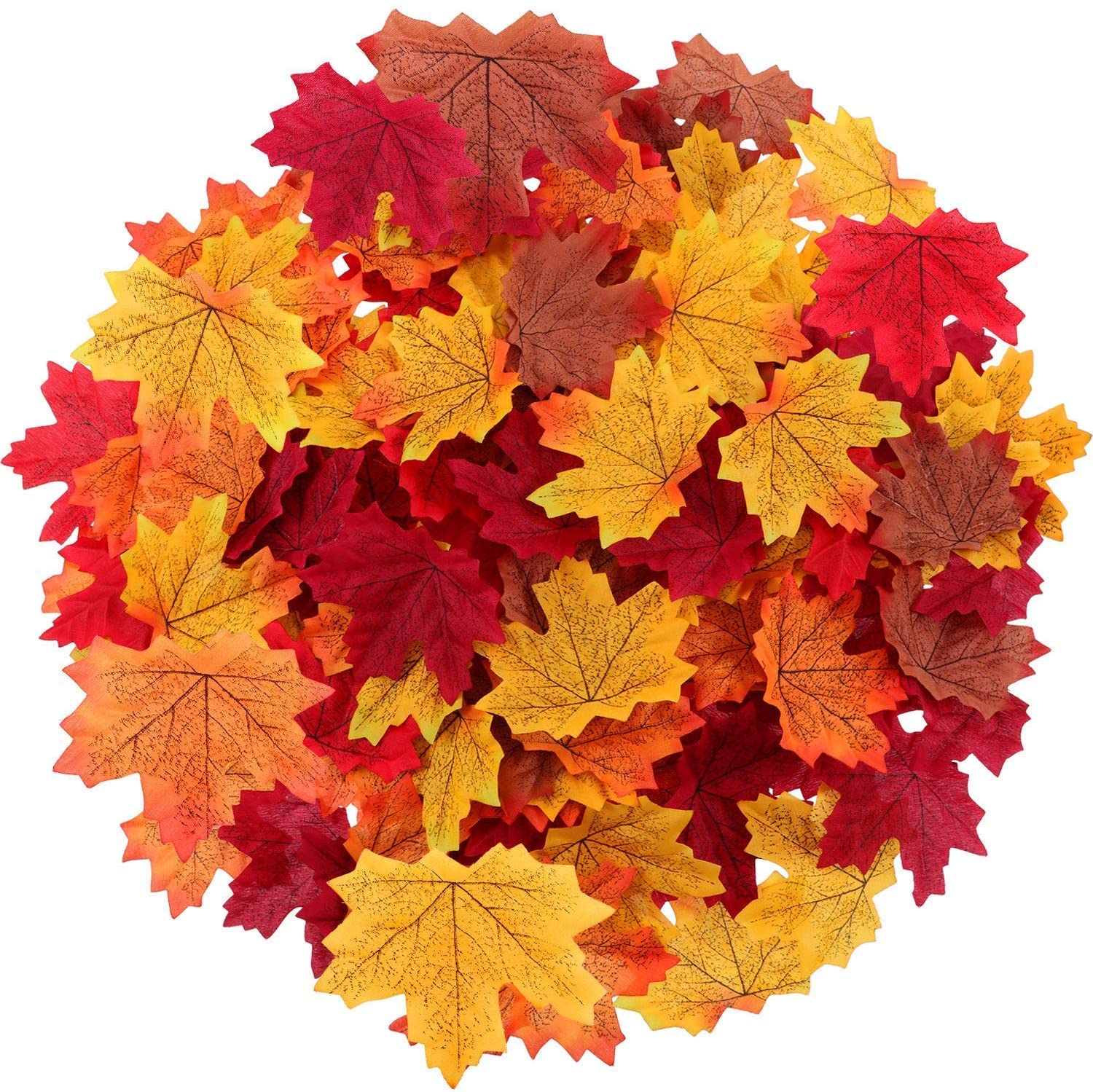 Maple Leaves Artificial Fall Leaves Bulk 400Pcs Assorted Mixed Faux Fall Color Maple Leaves Decoration Fake Maple Left Art For Craft, Wedding, Festival, Party, Thanks Giving And Outdoor Decorating: Home & Kitchen