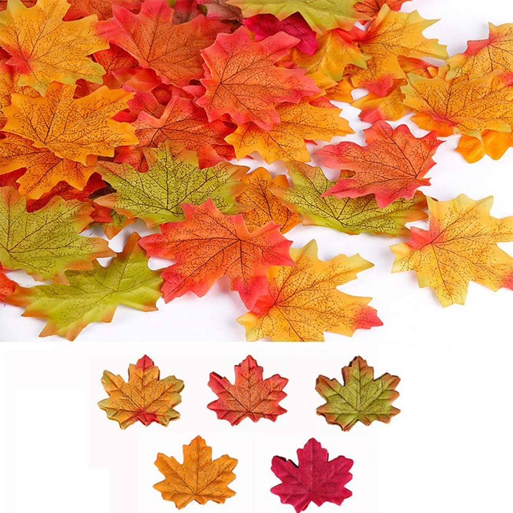 Yesallwas 250Pcs Fake Fall Maple Leaves Decoration Assorted Mixed Fall Colored Artificial Maple Crafts Leaves for Weddings, Thanksgiving, Christmas?Party, Events and Fall Decorating (A): Amazon.ca: Home & Kitchen